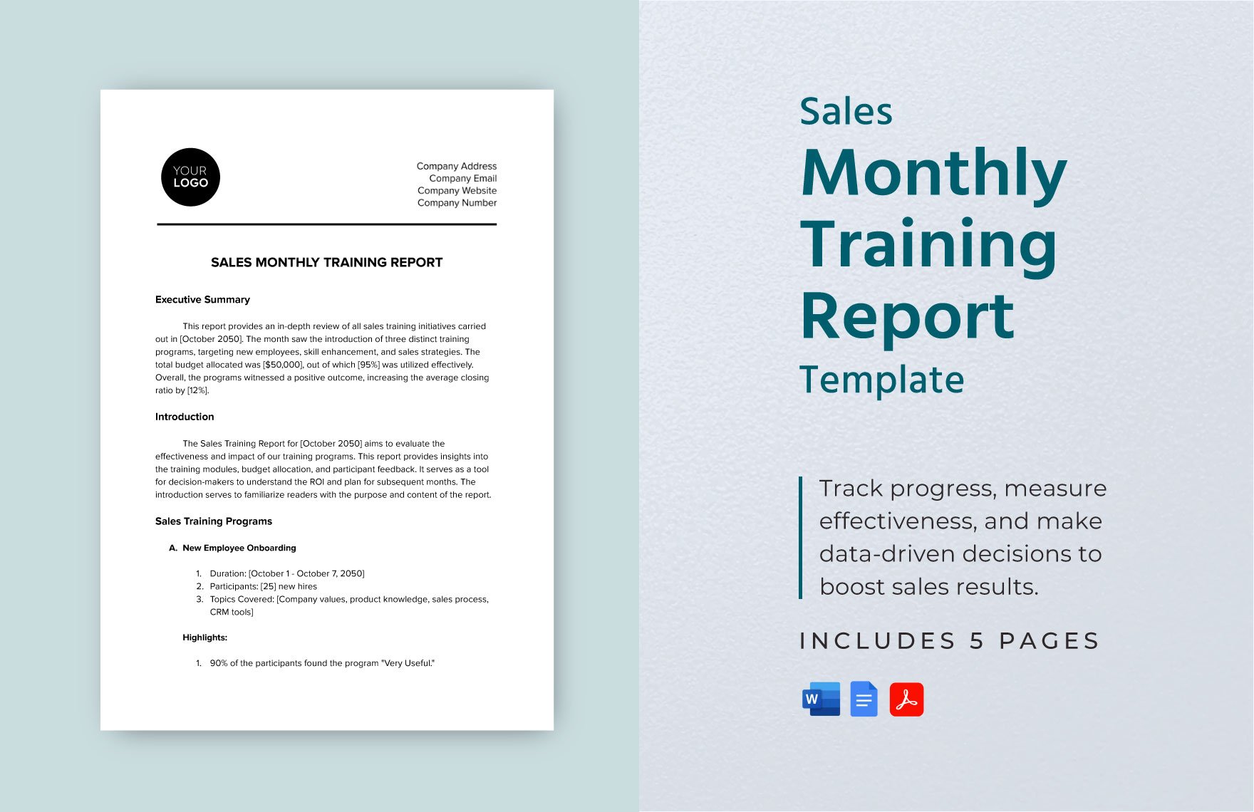 Sales Monthly Training Report Template