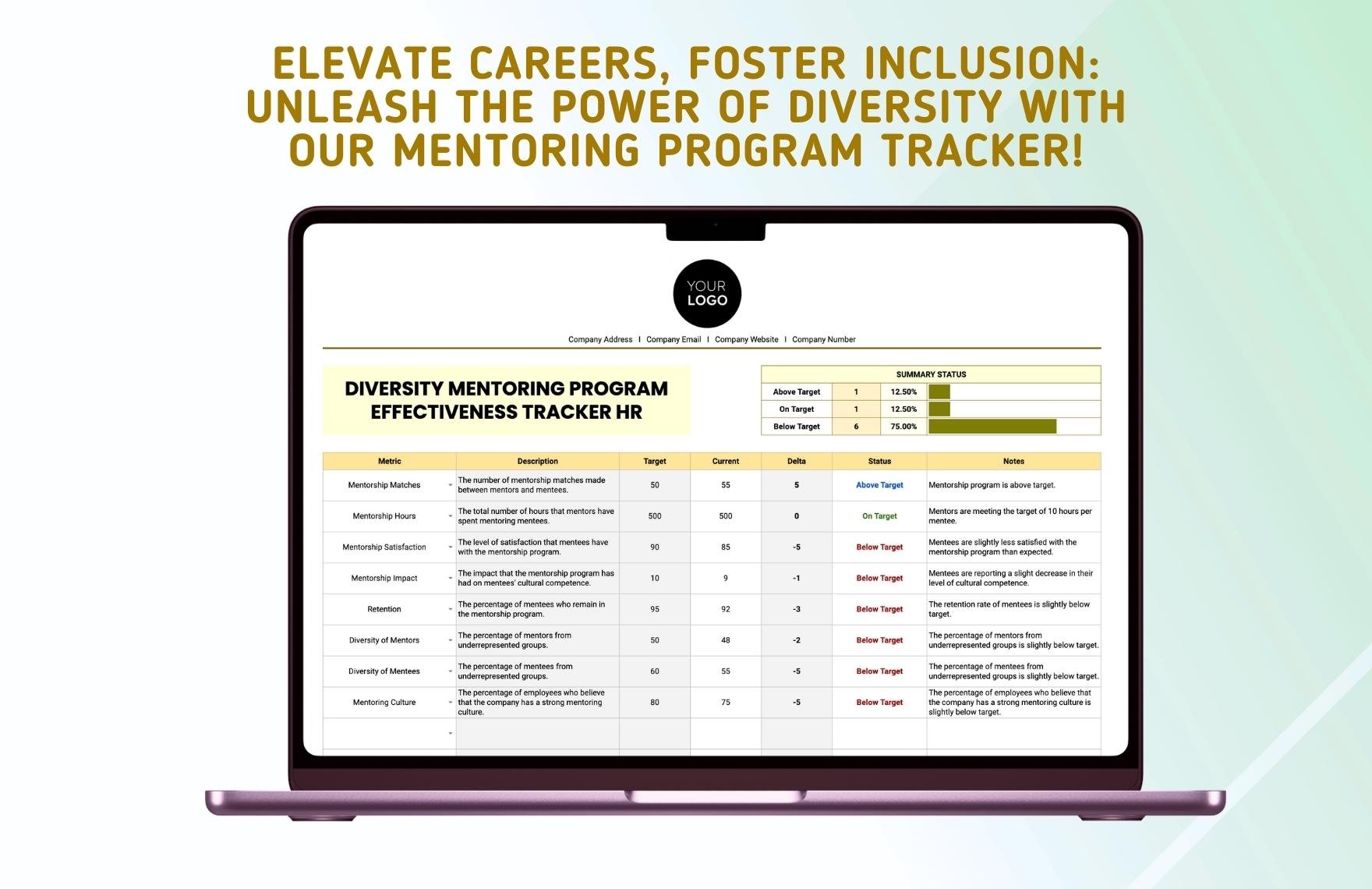 Diversity Mentoring Program Effectiveness Tracker HR Template