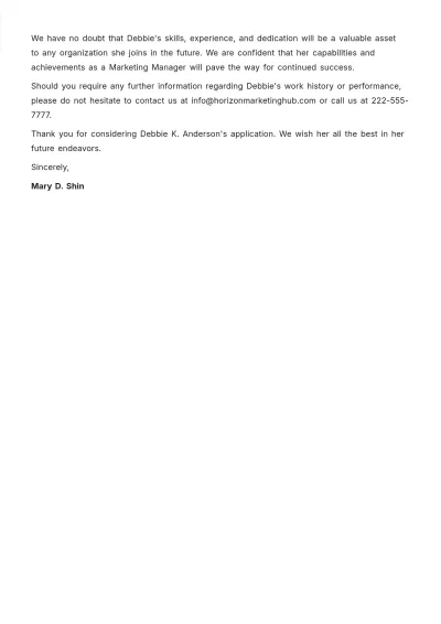 Free Marketing Manager Experience Letter   Template to Edit Online