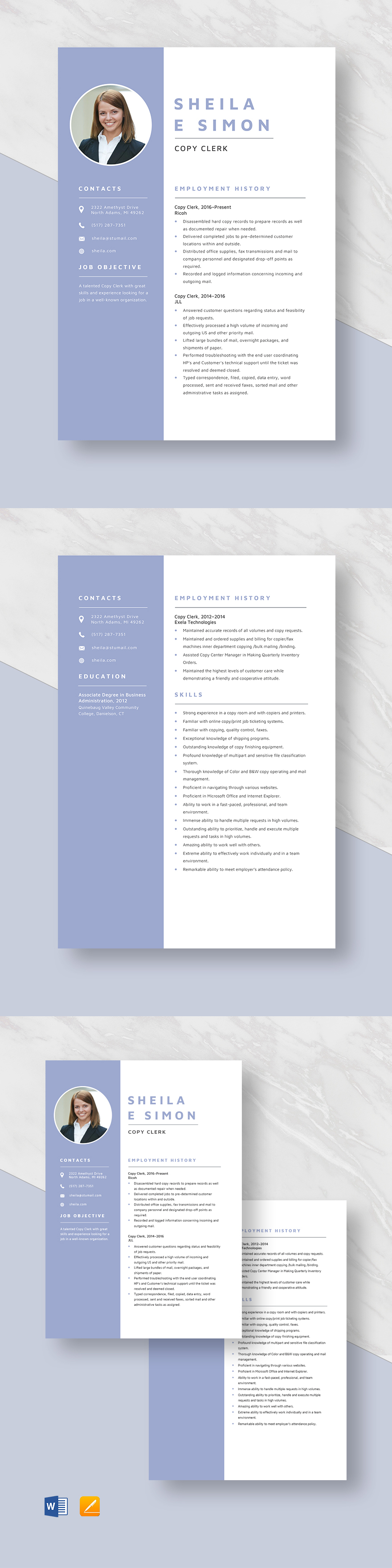 Free Copy Clerk Resume Template - Word, Apple Pages | Template.net