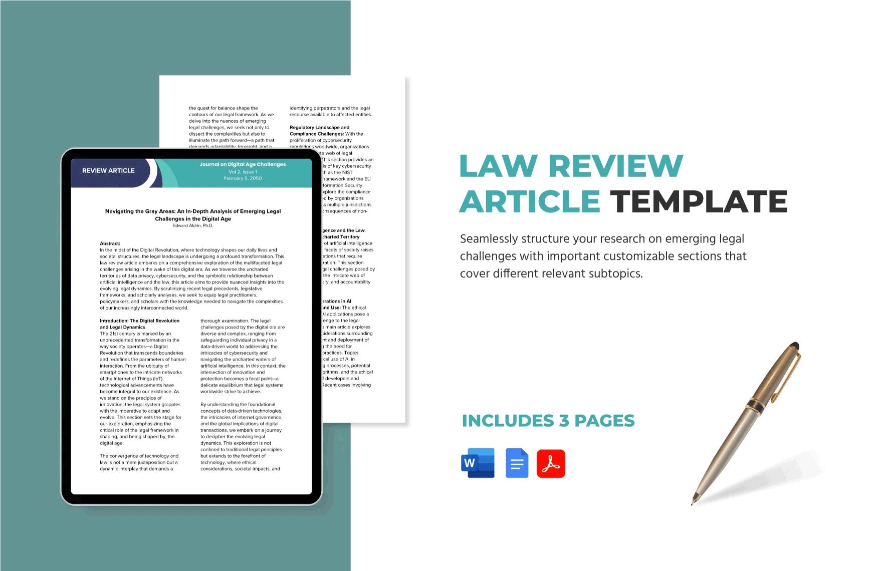 Free Law Review Article Template in Word, Google Docs, PDF