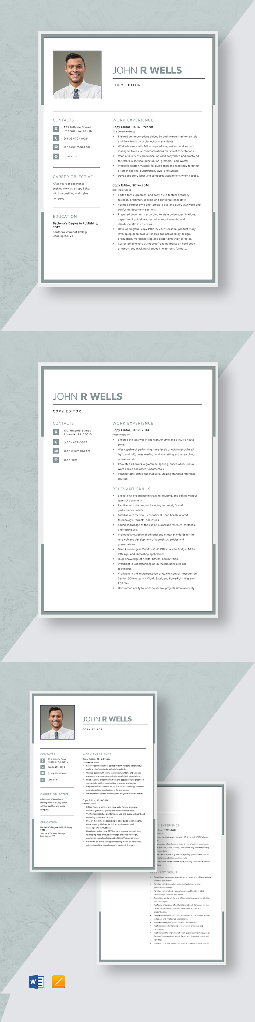 video editor resume template free download