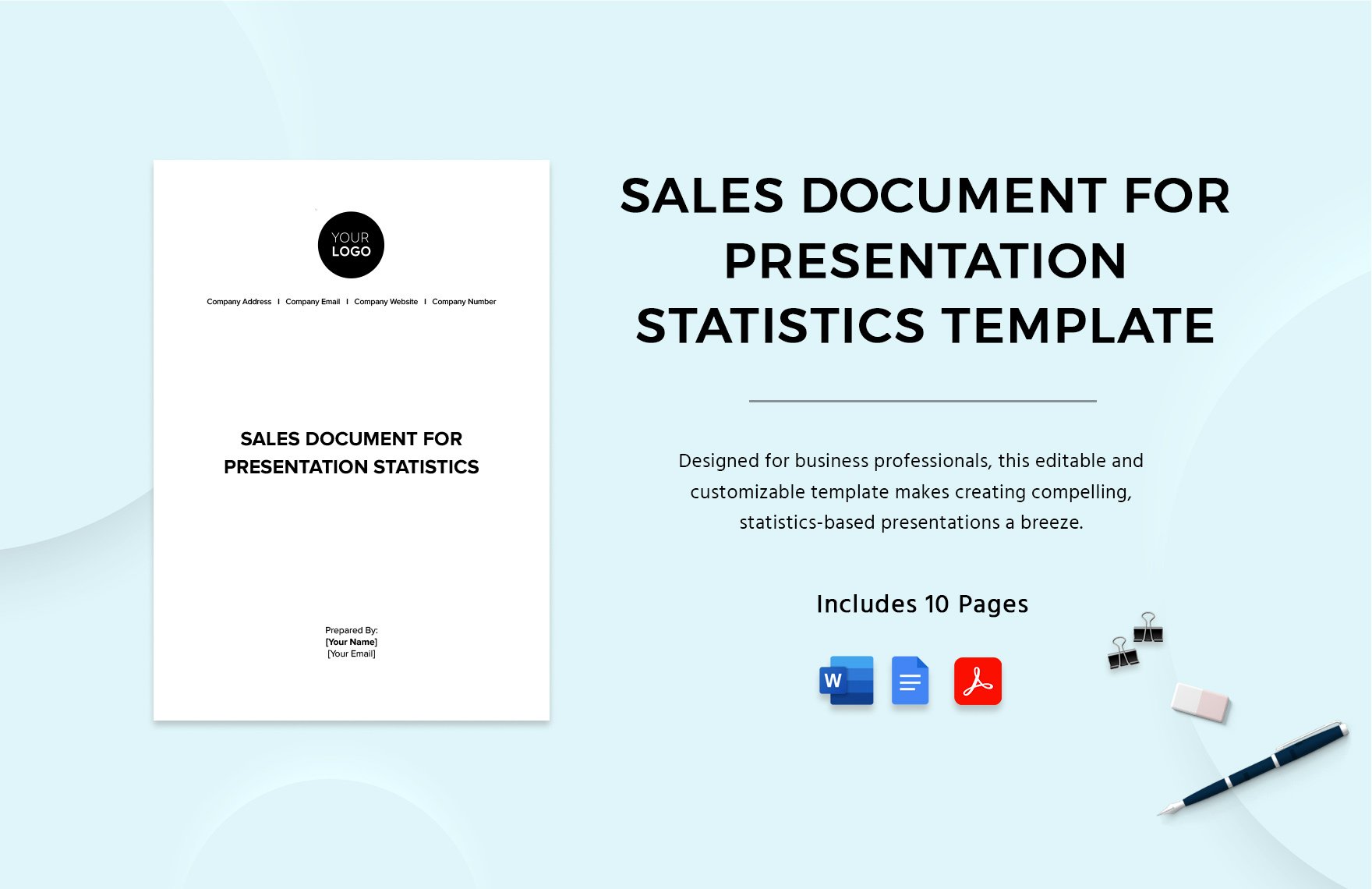Sales Document for Presentation Statistics Template in Word, Google Docs, PDF