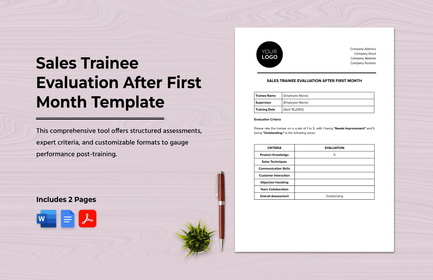 Sales Trainee Evaluation After First Month Template in Word, Google Docs, PDF