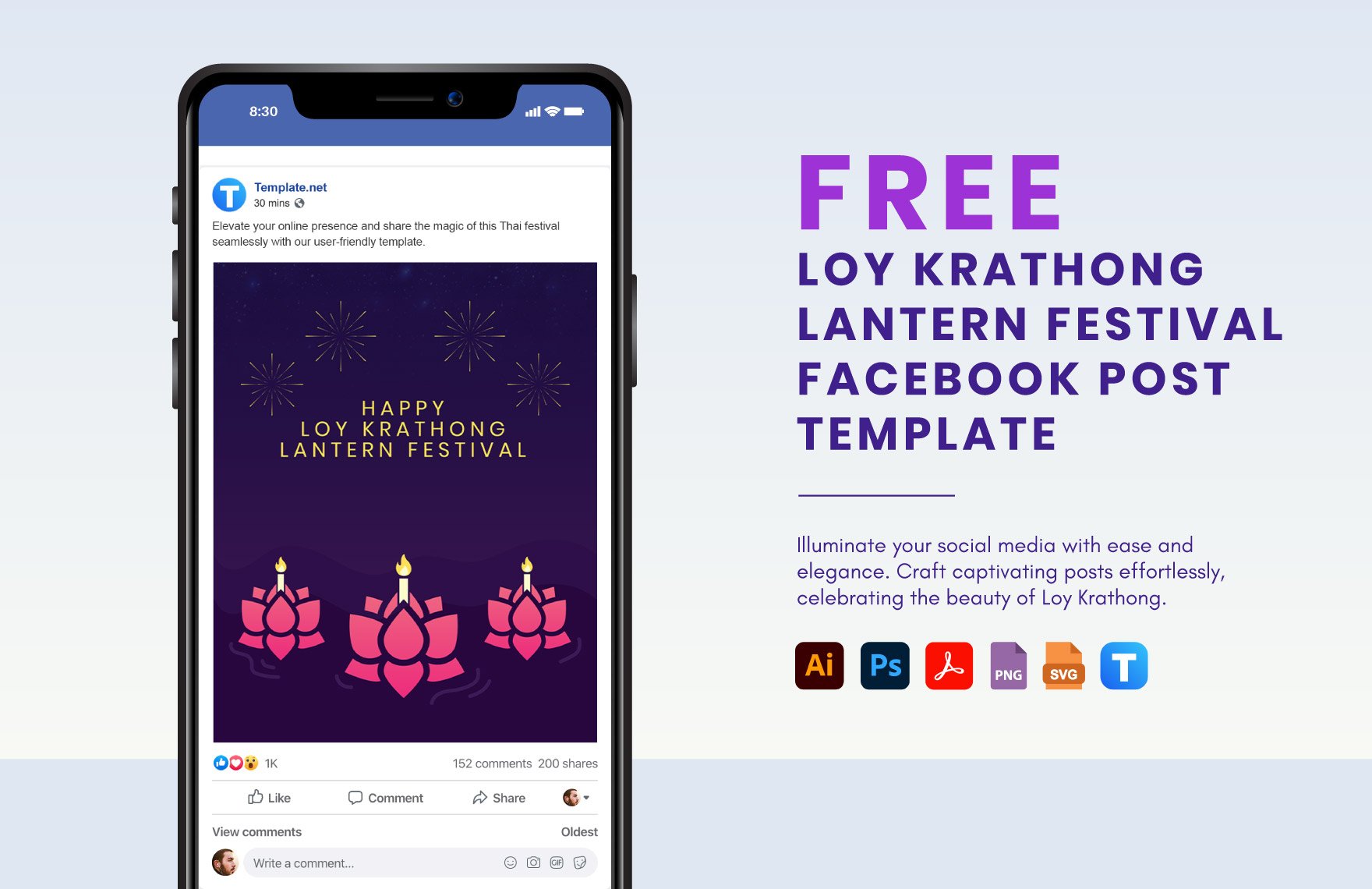 Loy Krathong Lantern Festival Facebook Post Template