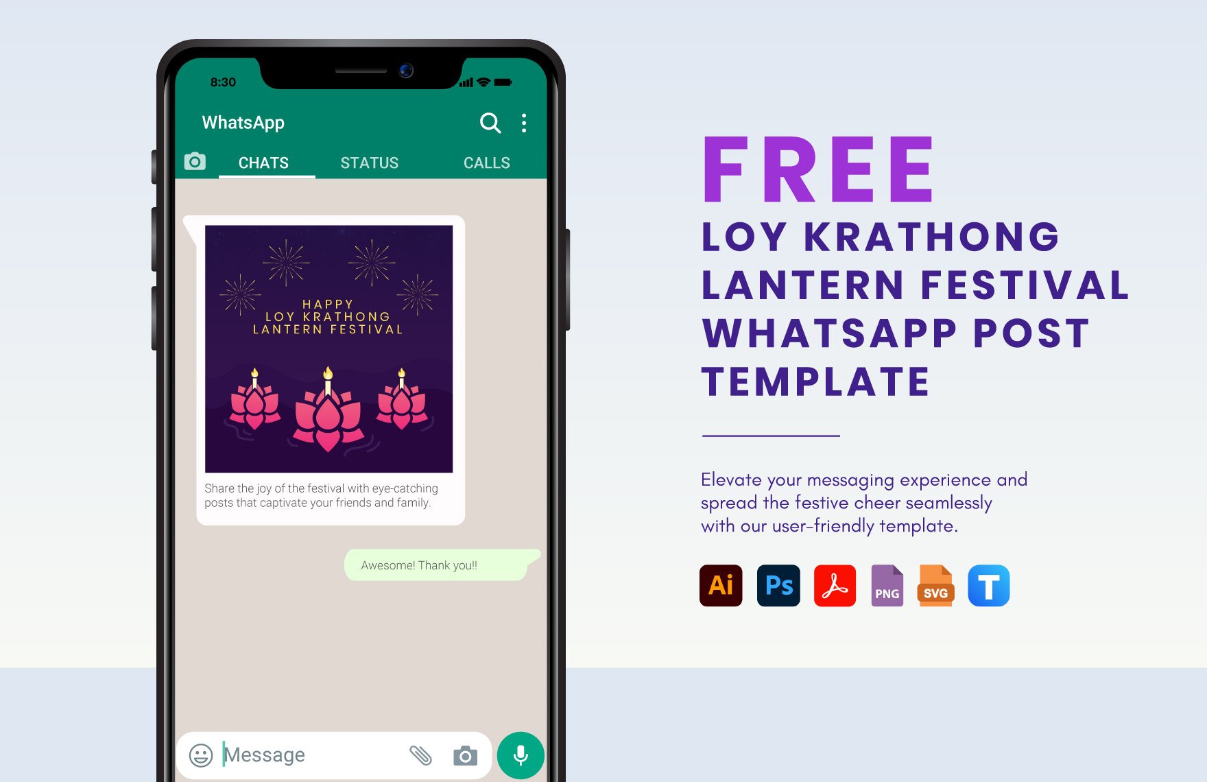Loy Krathong Lantern Festival WhatsApp Post Template