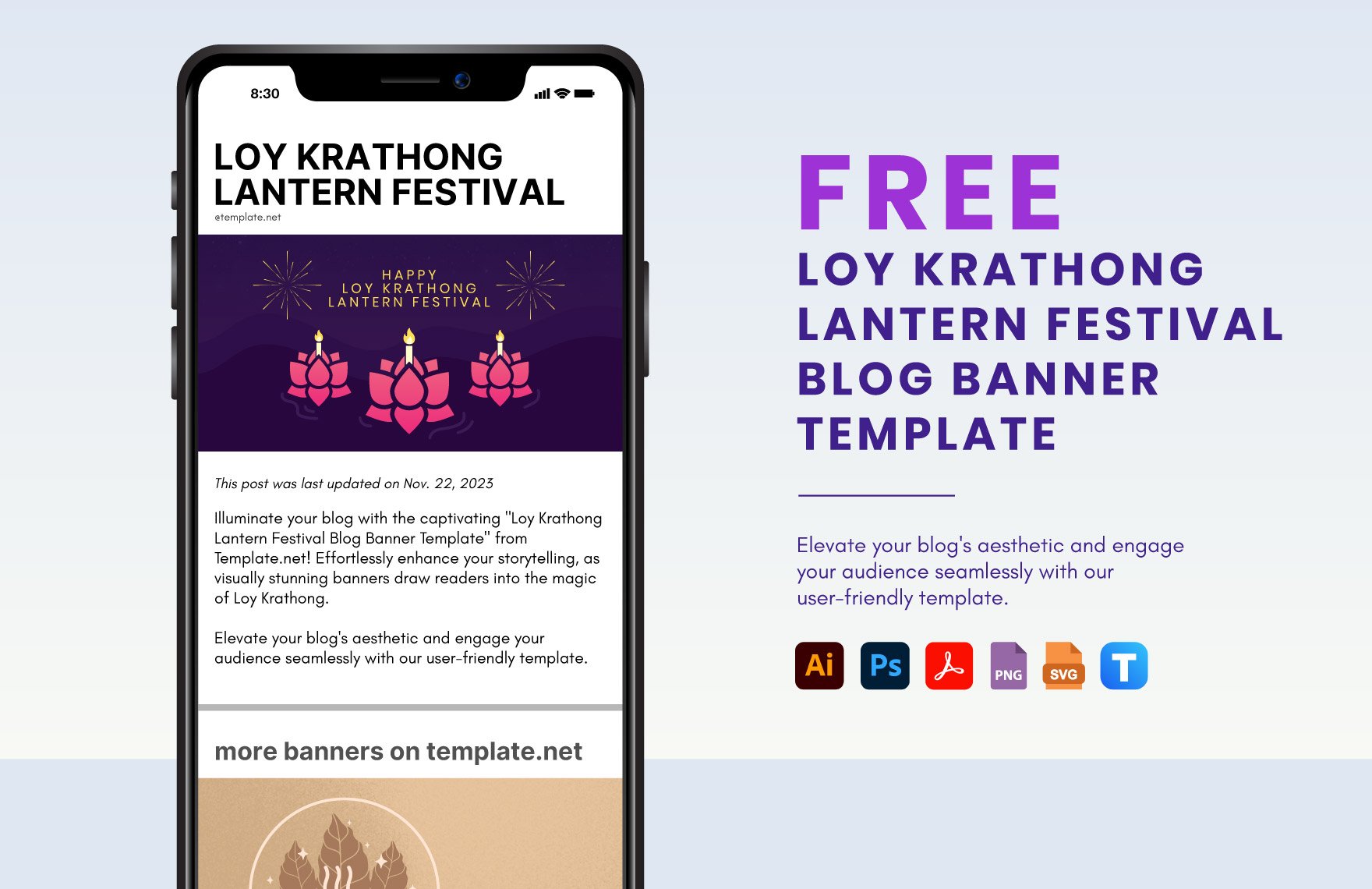 Loy Krathong Lantern Festival Blog Banner Template