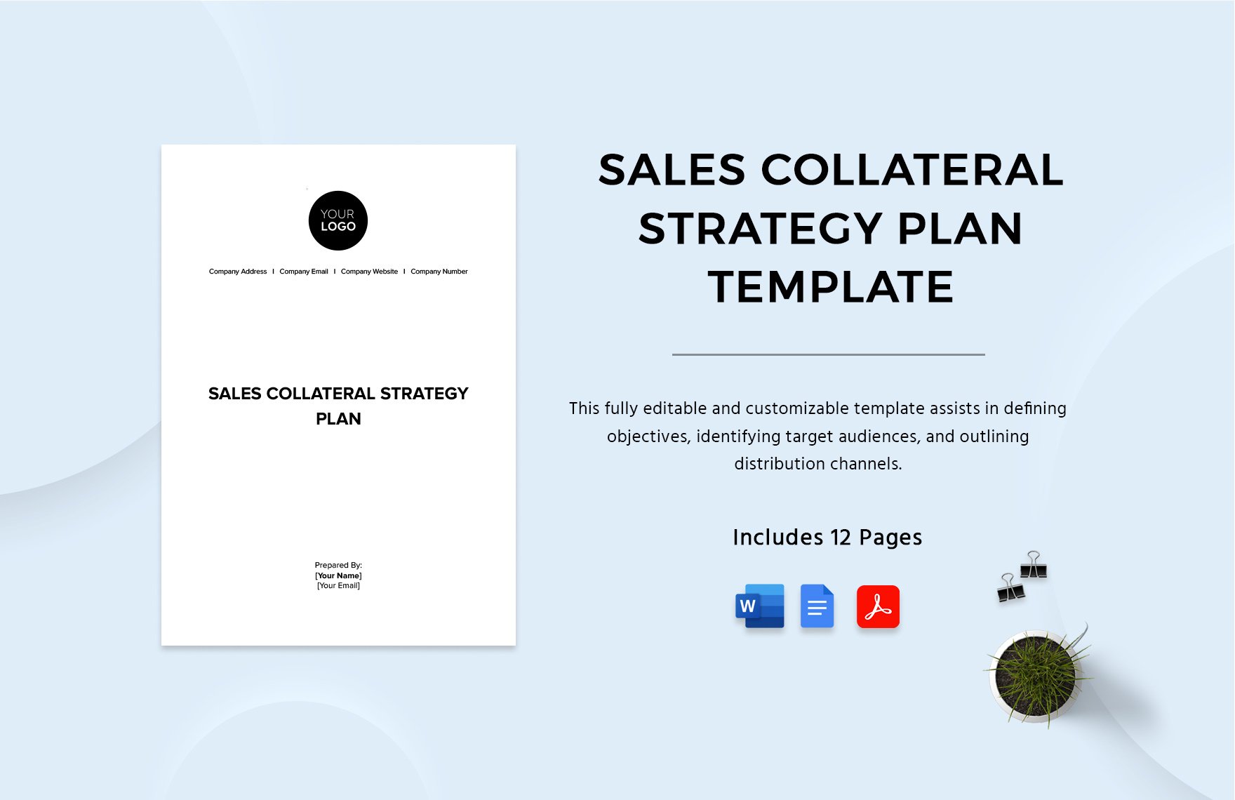 Sales Collateral Strategy Plan Template in Word, Google Docs, PDF