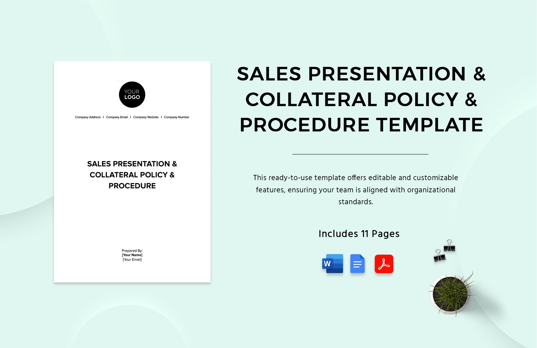 Sales Presentation & Collateral Policy & Procedure Template