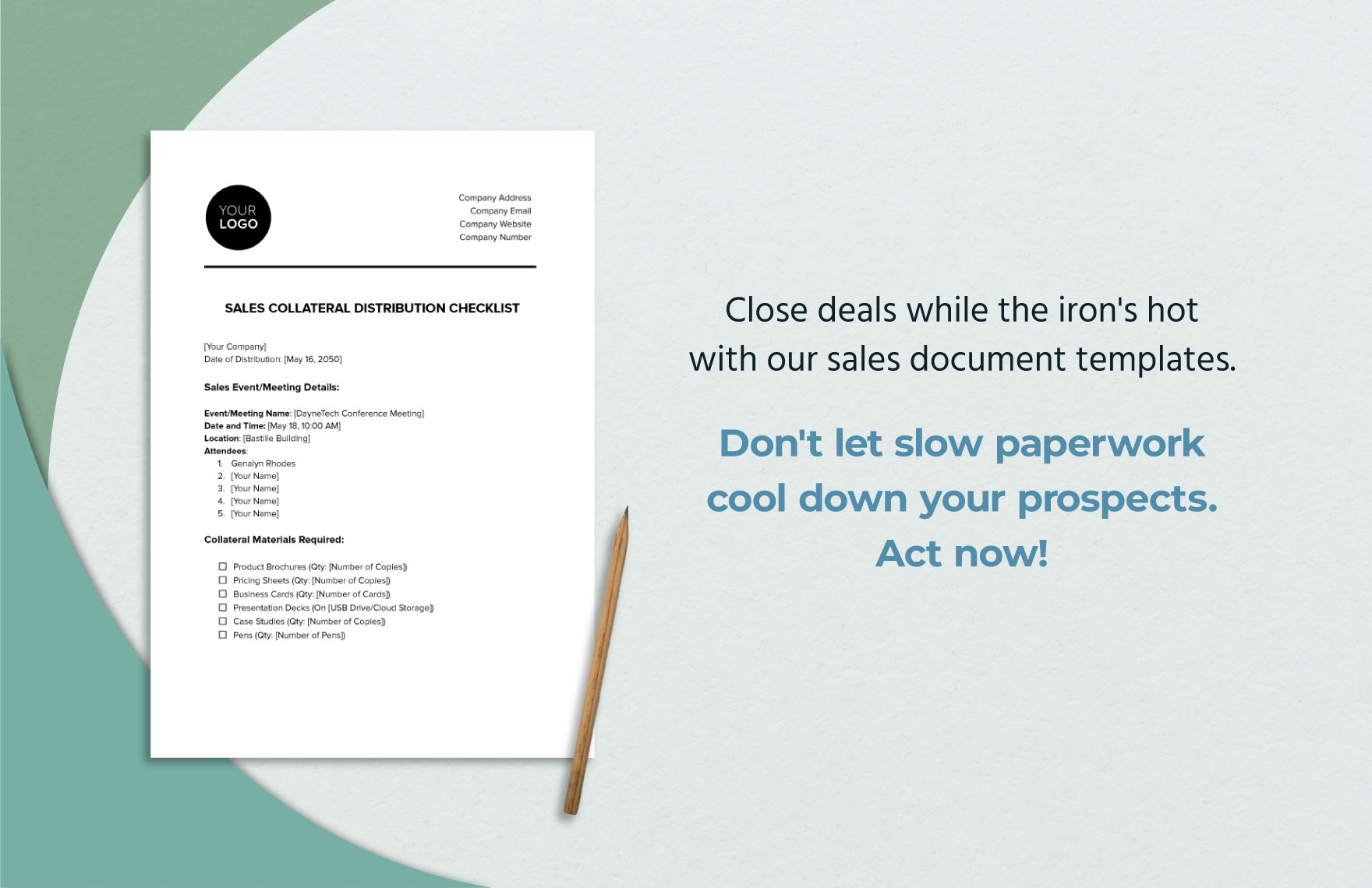 Sales Collateral Distribution Checklist Template