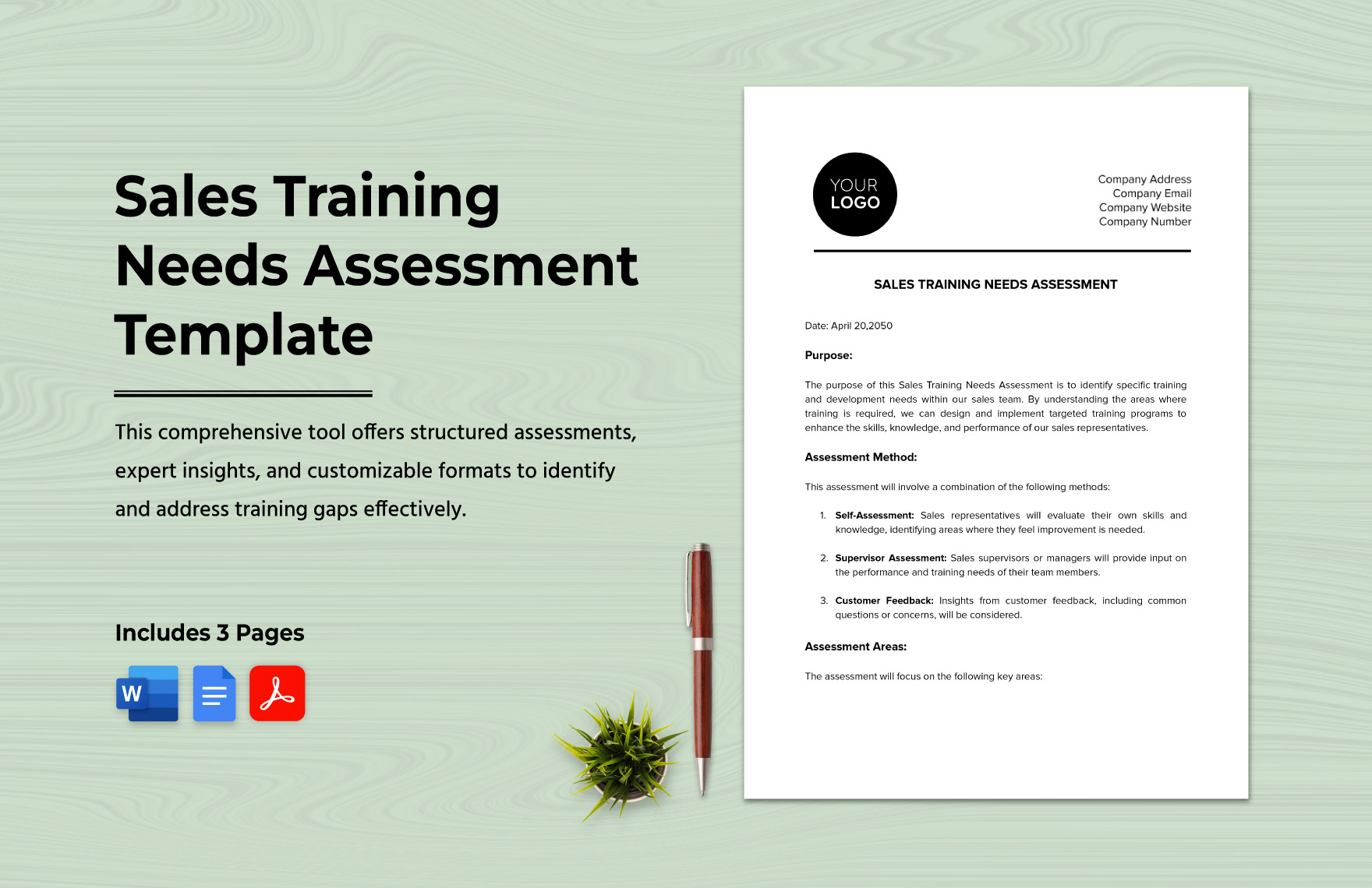 Sales Training Needs Assessment Template in Word, Google Docs, PDF