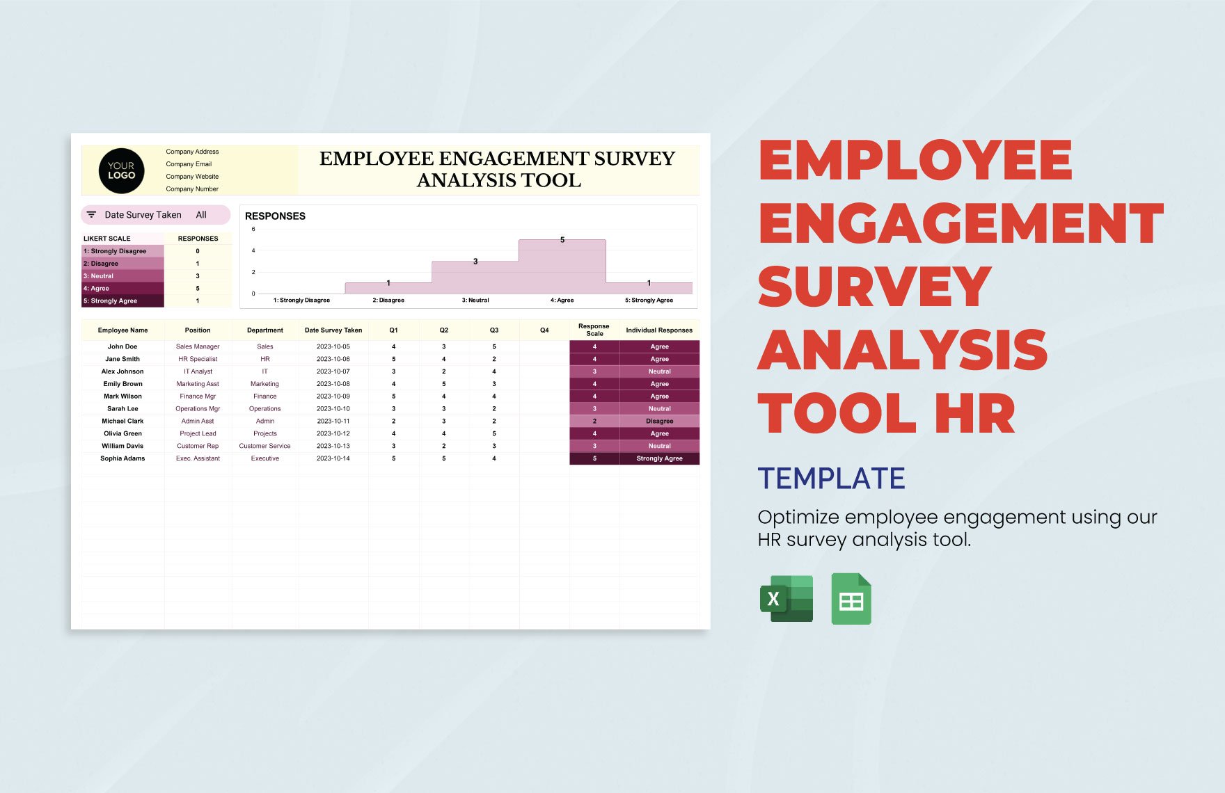 Employee Engagement Survey Analysis Tool HR Template