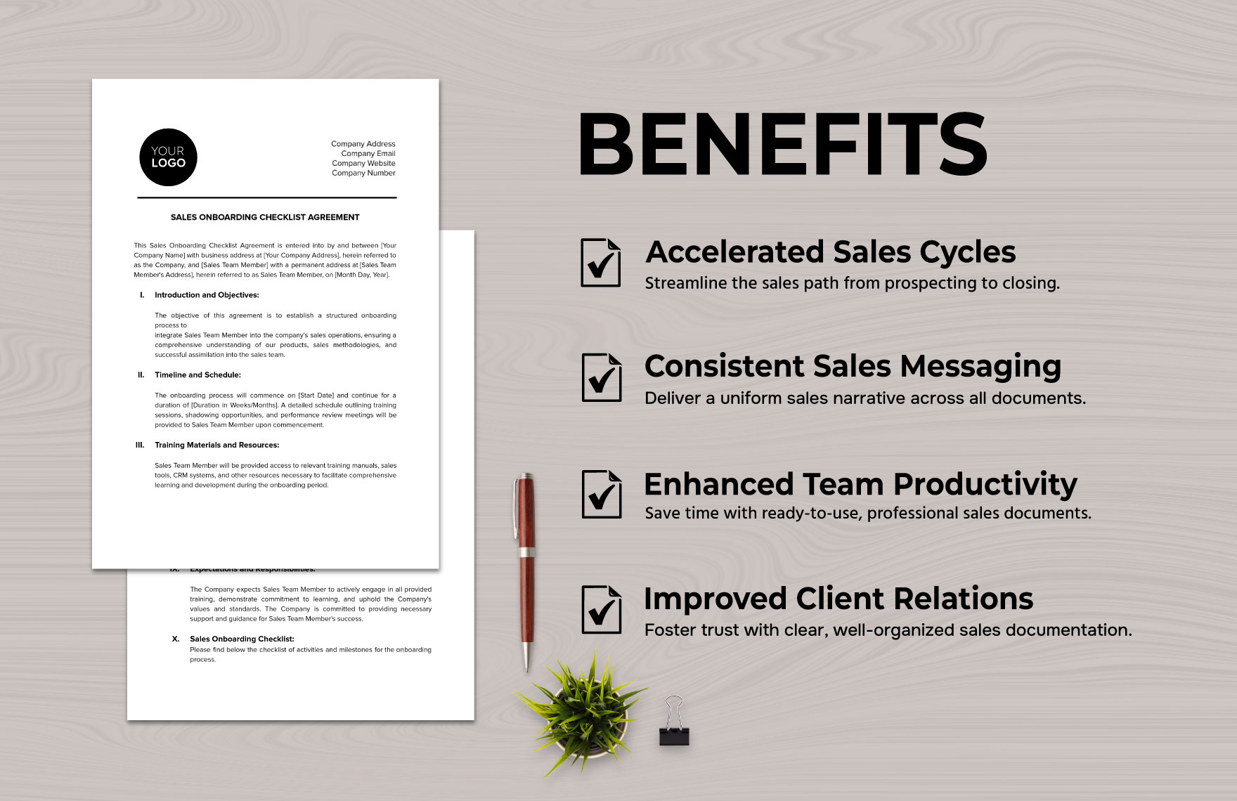 Sales Onboarding Checklist Agreement Template