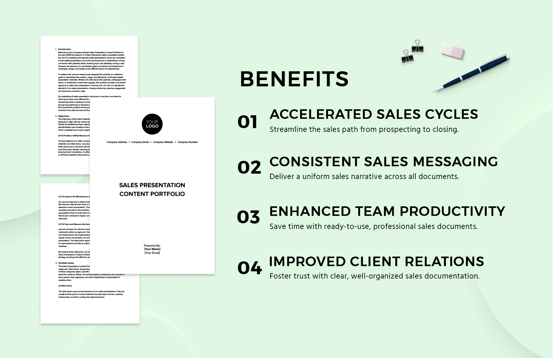Sales Presentation Content Portfolio Template