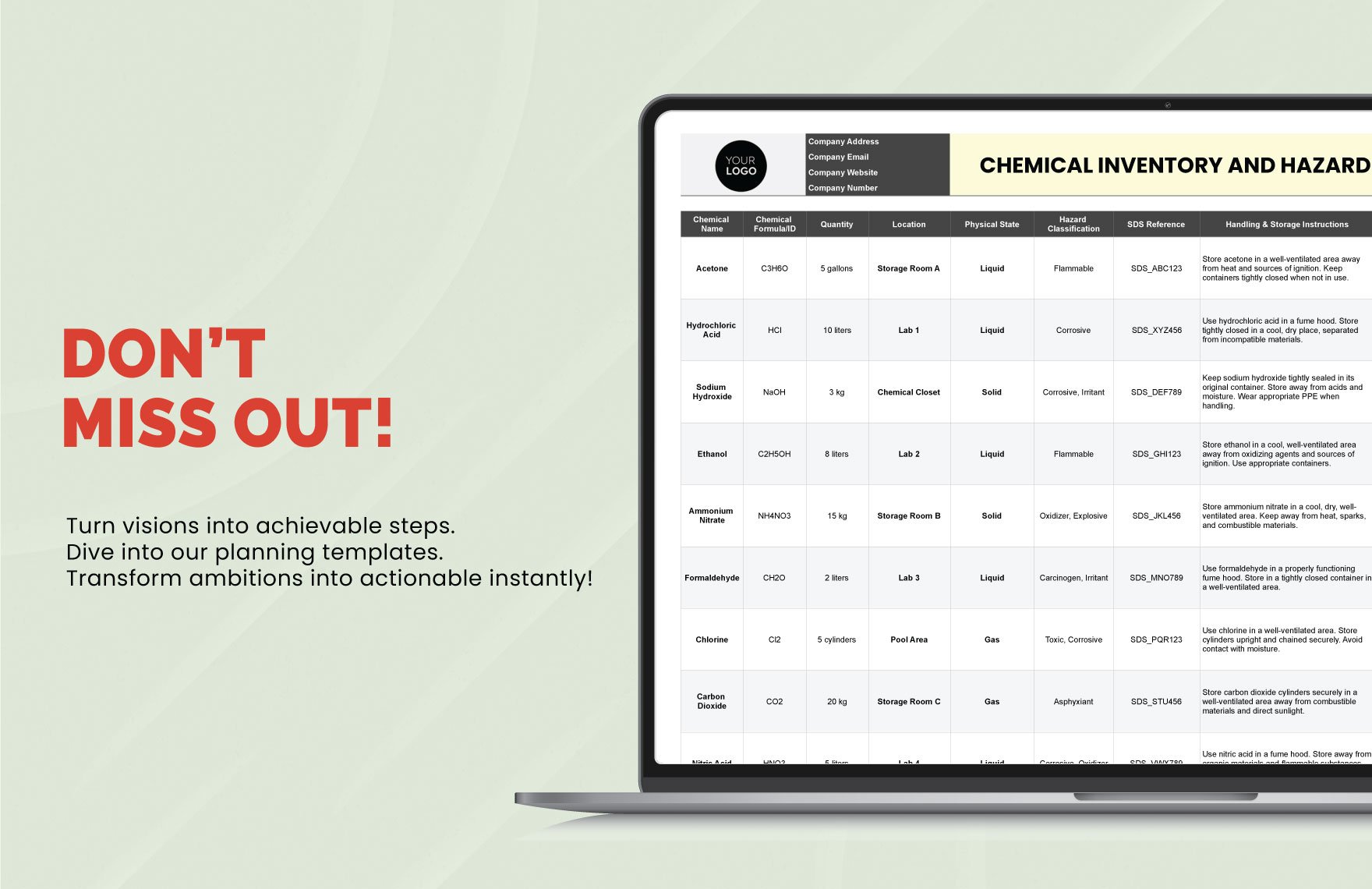 Chemical Inventory and Hazard Communication Tool HR Template