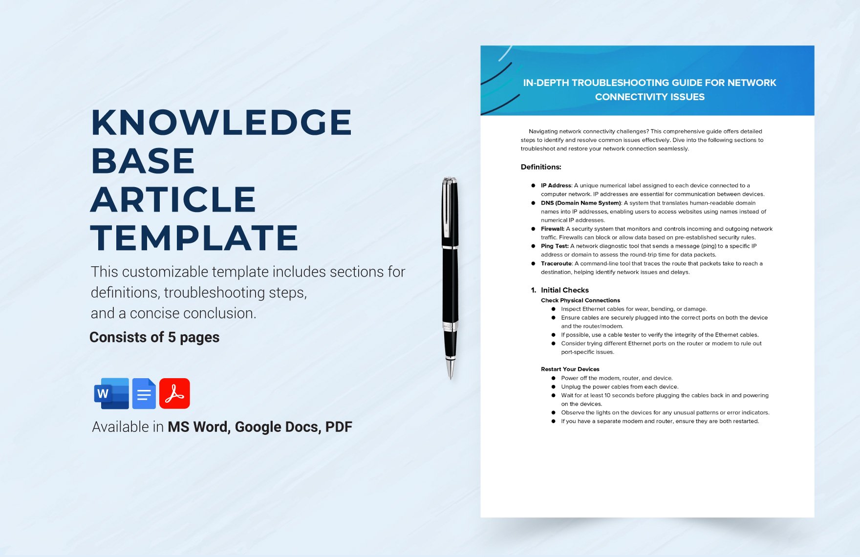 Free Knowledge Base Article Template in Word, Google Docs, PDF