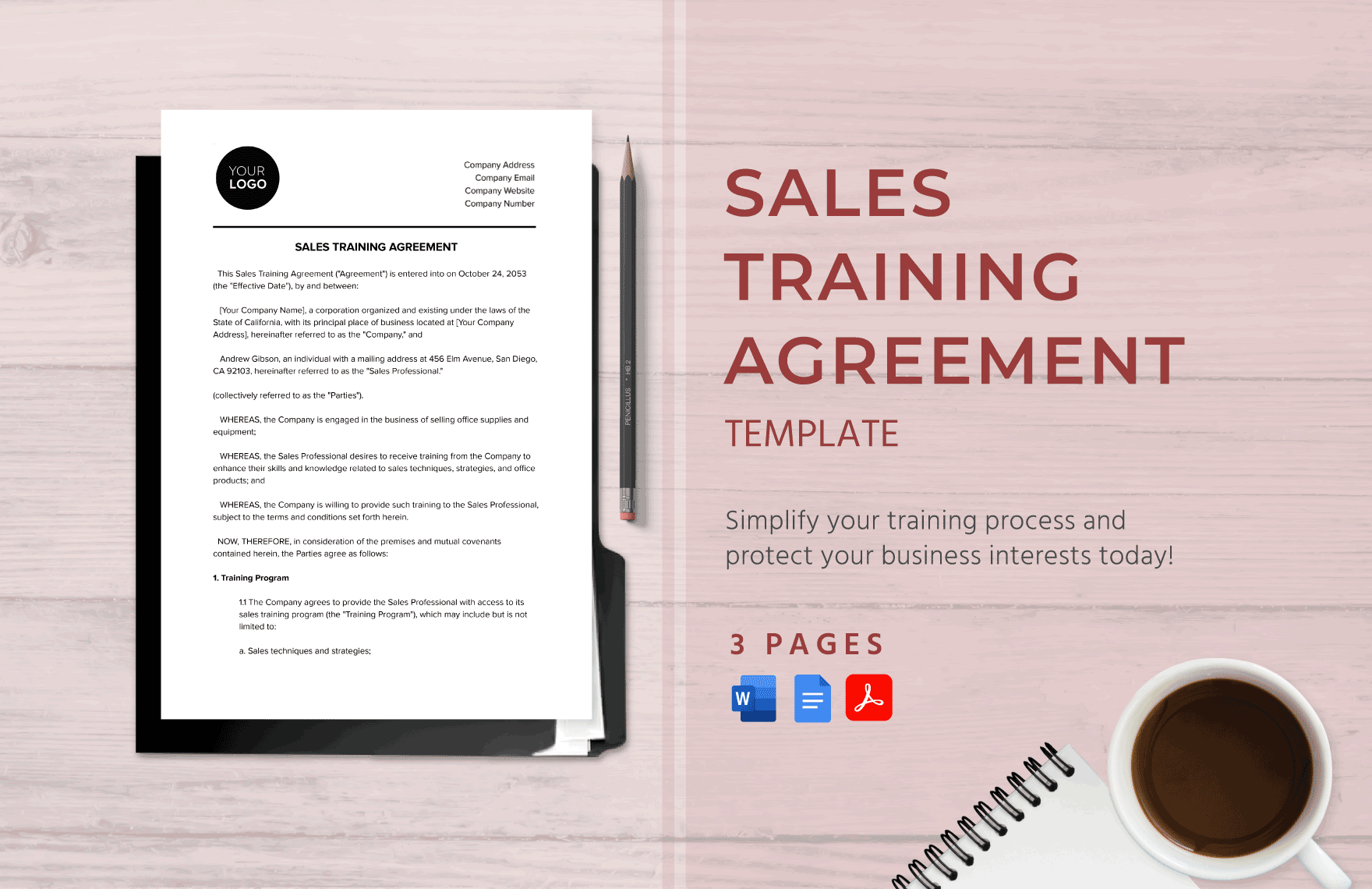Sales Training Agreement Template in Word, Google Docs, PDF