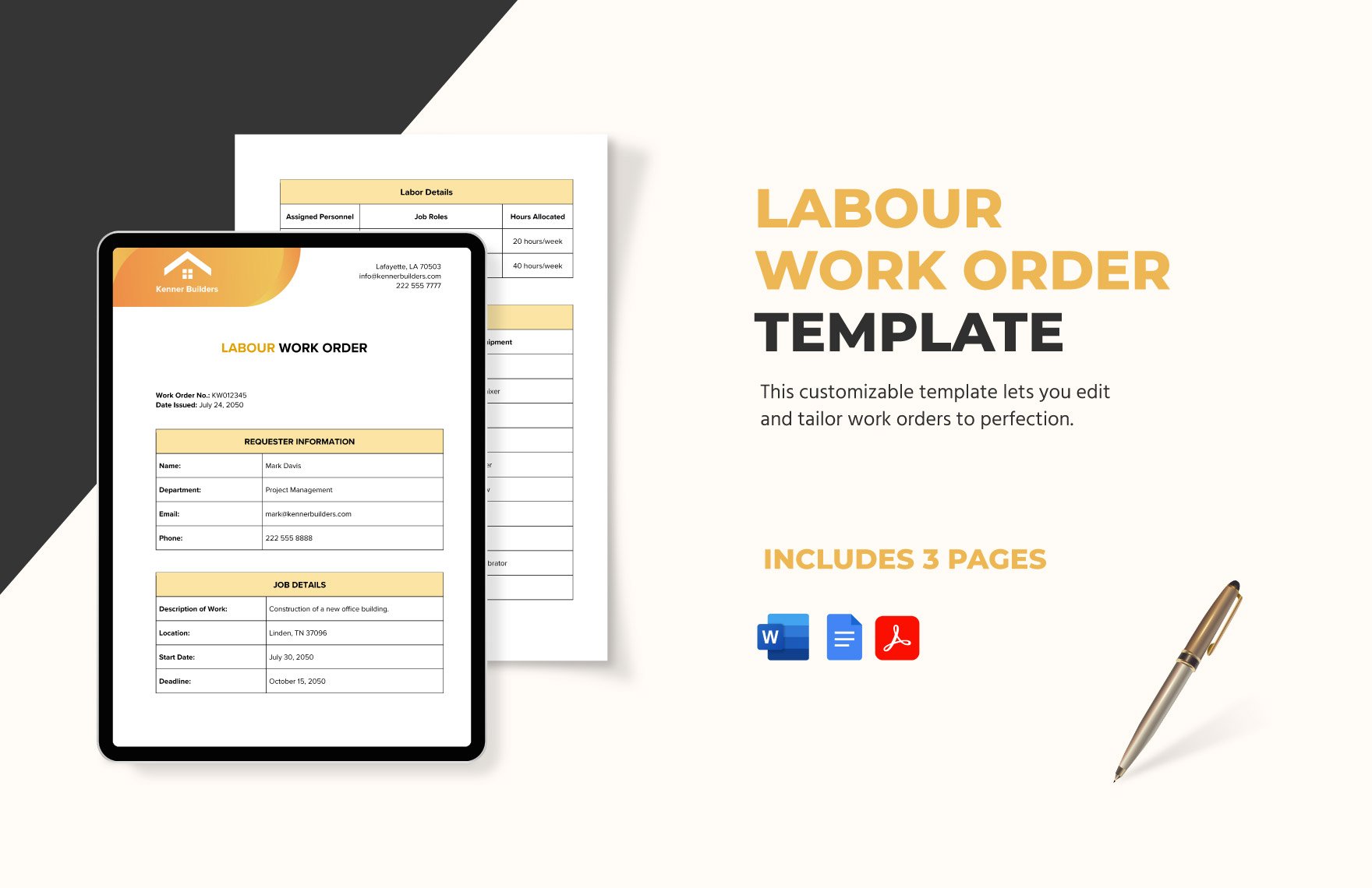 Labour Work Order Template