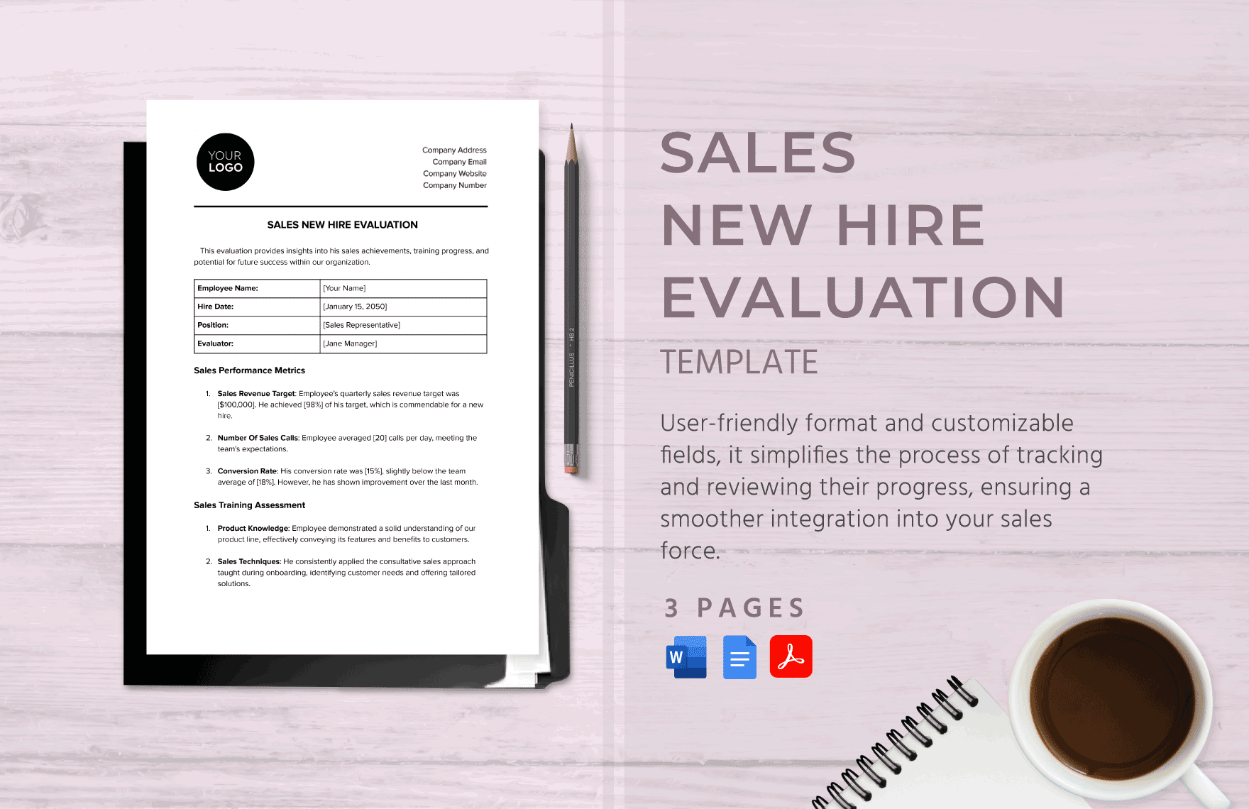 Sales New Hire Evaluation Template in Word, Google Docs, PDF