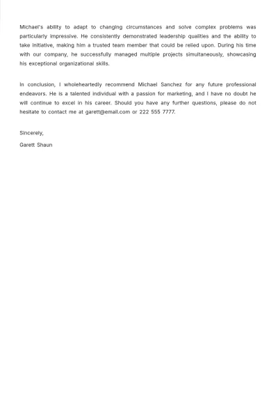 Free Simple Recommendation Letter   Template to Edit Online