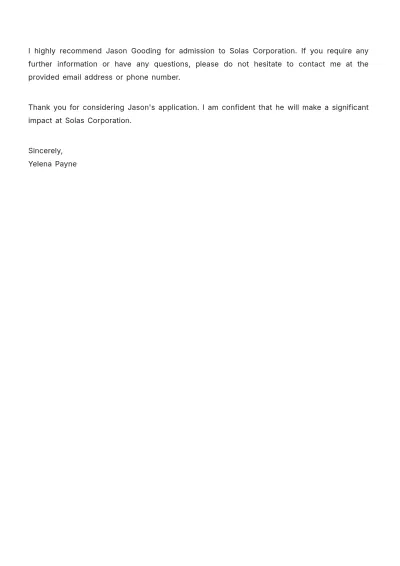 Free Recommendation Letter for University   Template to Edit Online