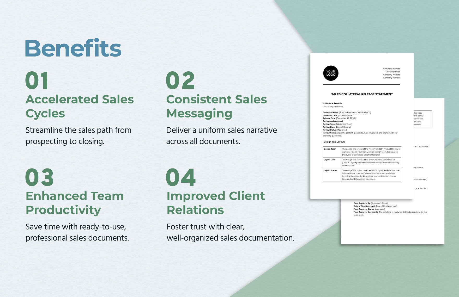 Sales Collateral Release Statement Template