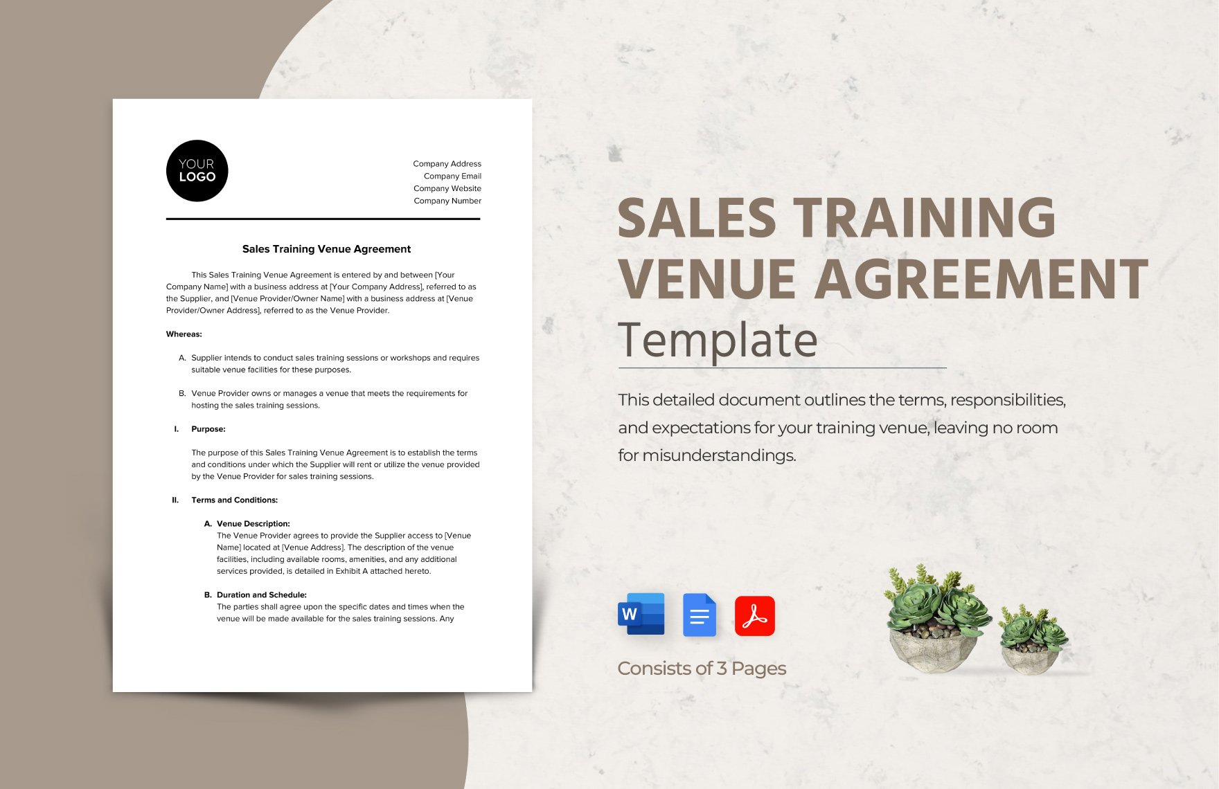 Sales Training Venue Agreement Template in Word, Google Docs, PDF