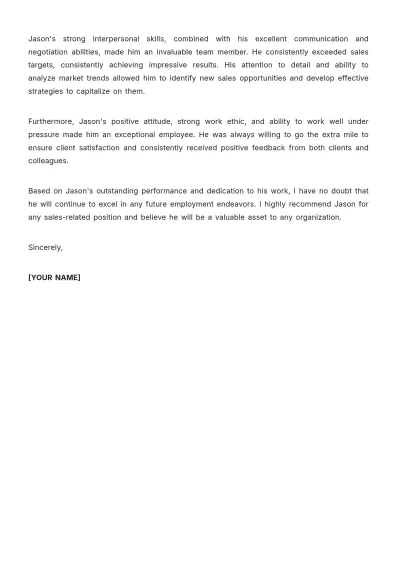 Free Recommendation Letter Example Template to Edit Online
