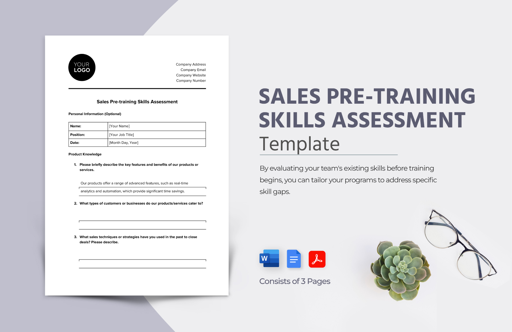 Sales Pre-training Skills Assessment Template in Word, Google Docs, PDF