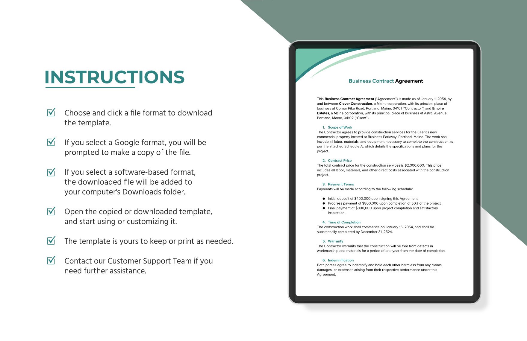 Business Contract Agreement Template