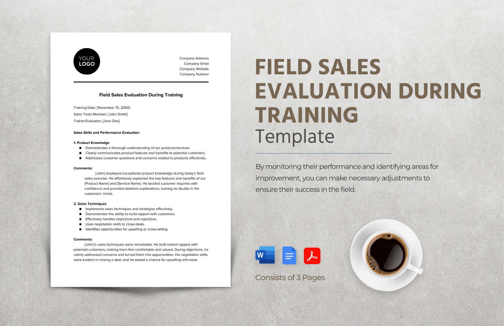 Field Sales Evaluation During Training Template in Word, Google Docs, PDF