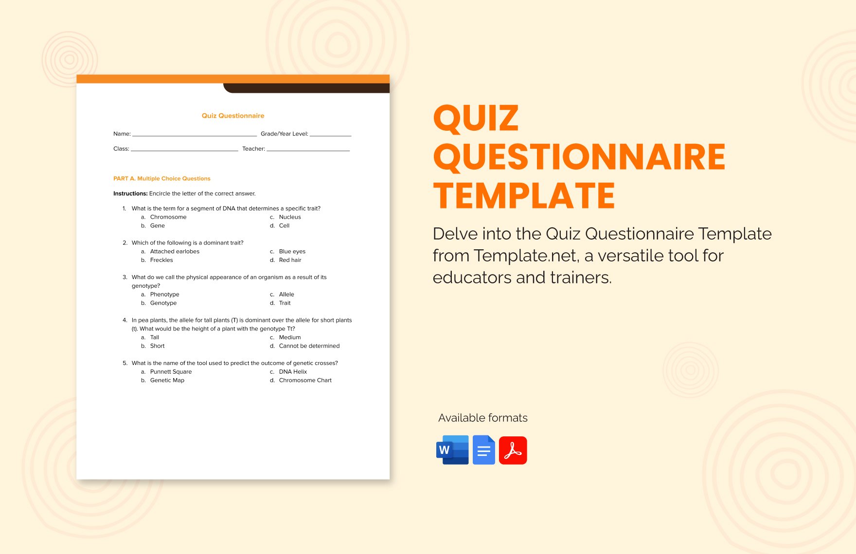 Free Quiz Questionnaire Template