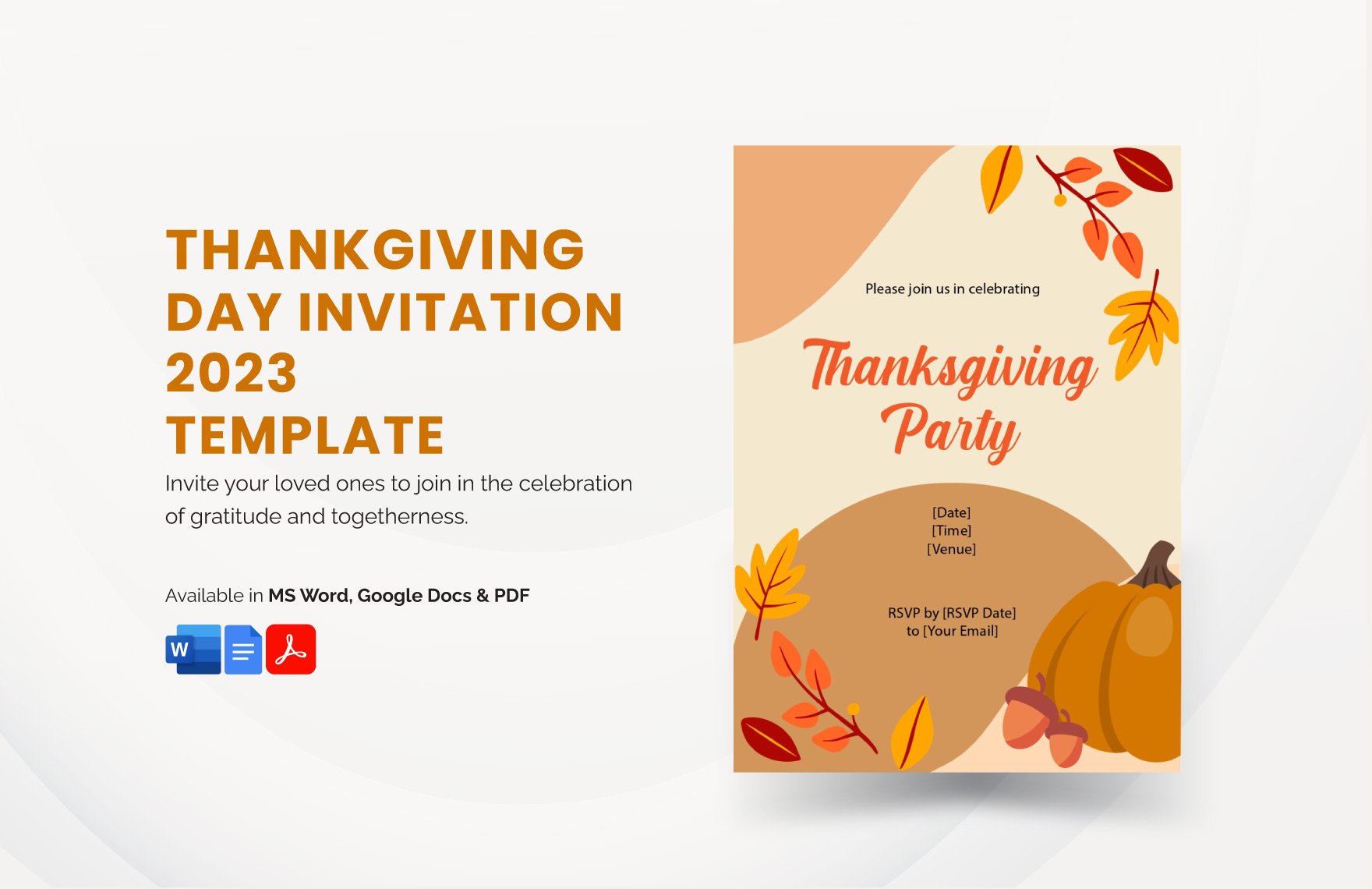 Free Thanksgiving Day Invitation 2023 in Word, Google Docs, PDF