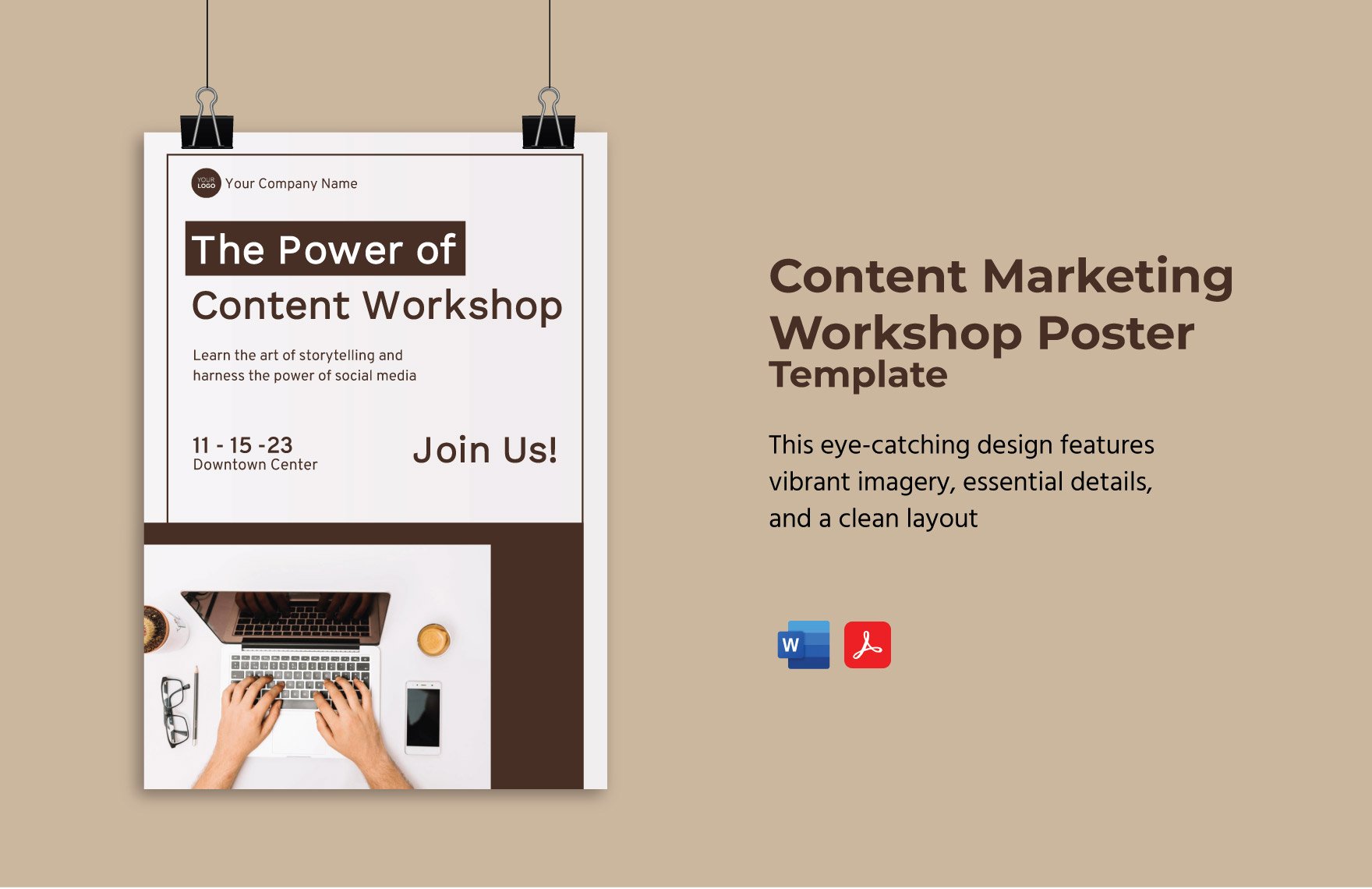 Content Marketing Workshop Poster Template in Word, PDF