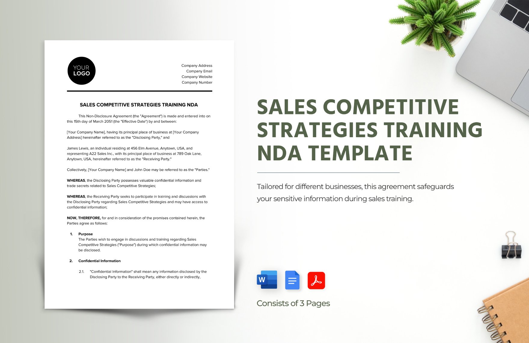 Sales Competitive Strategies Training NDA Template in Word, Google Docs, PDF
