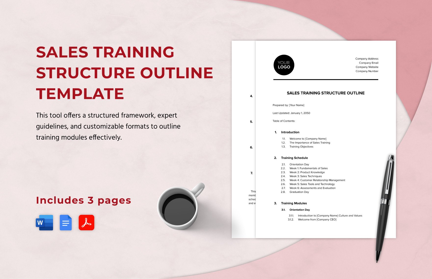 Sales Training Structure Outline Template in Word, Google Docs, PDF