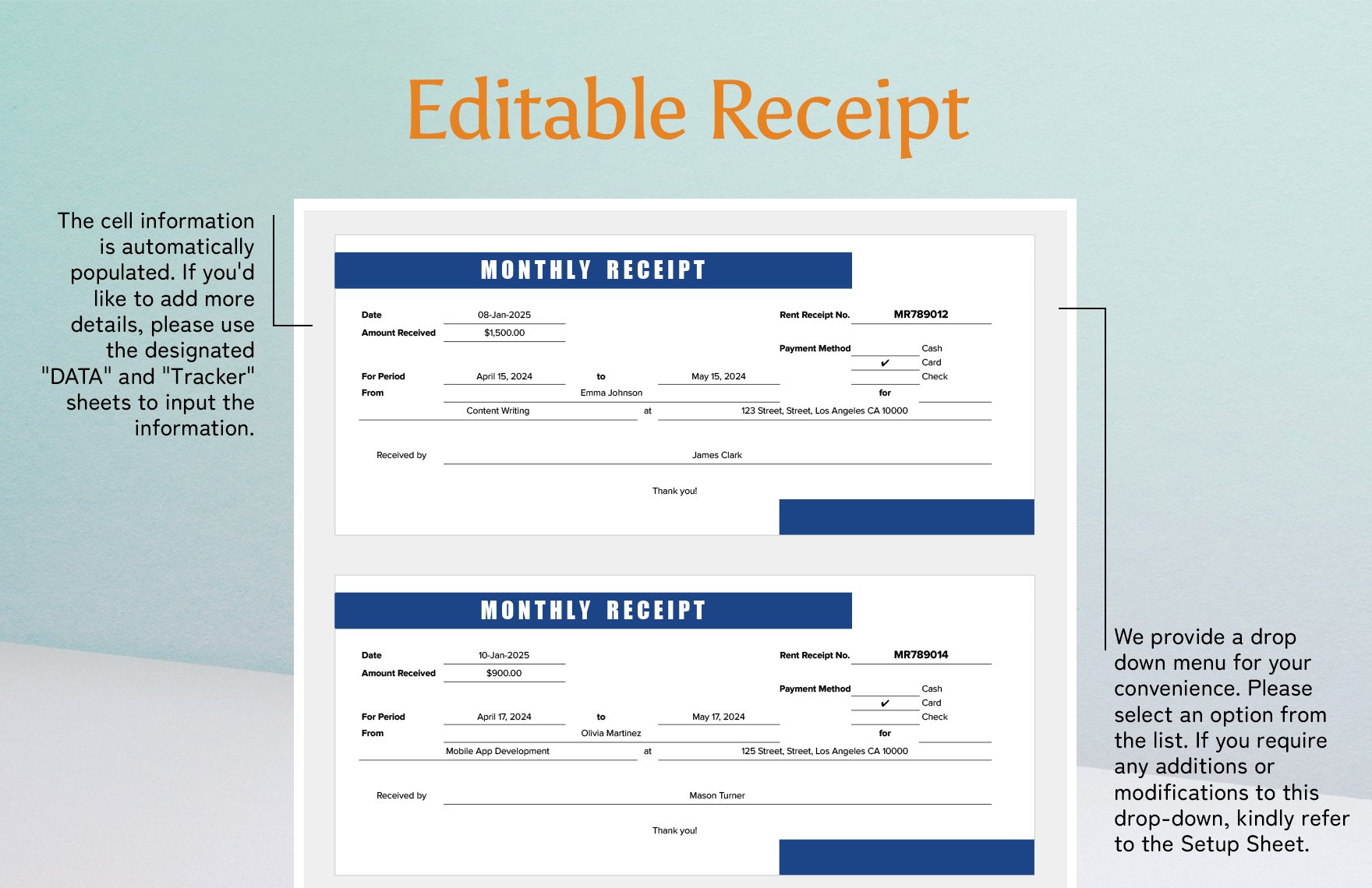 Monthly Receipt Template
