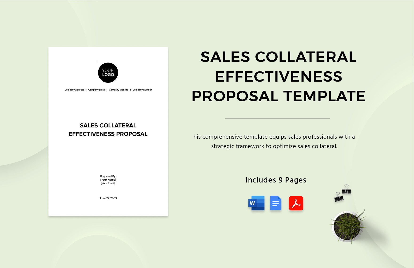 Sales Collateral Effectiveness Proposal Template in Word, Google Docs, PDF