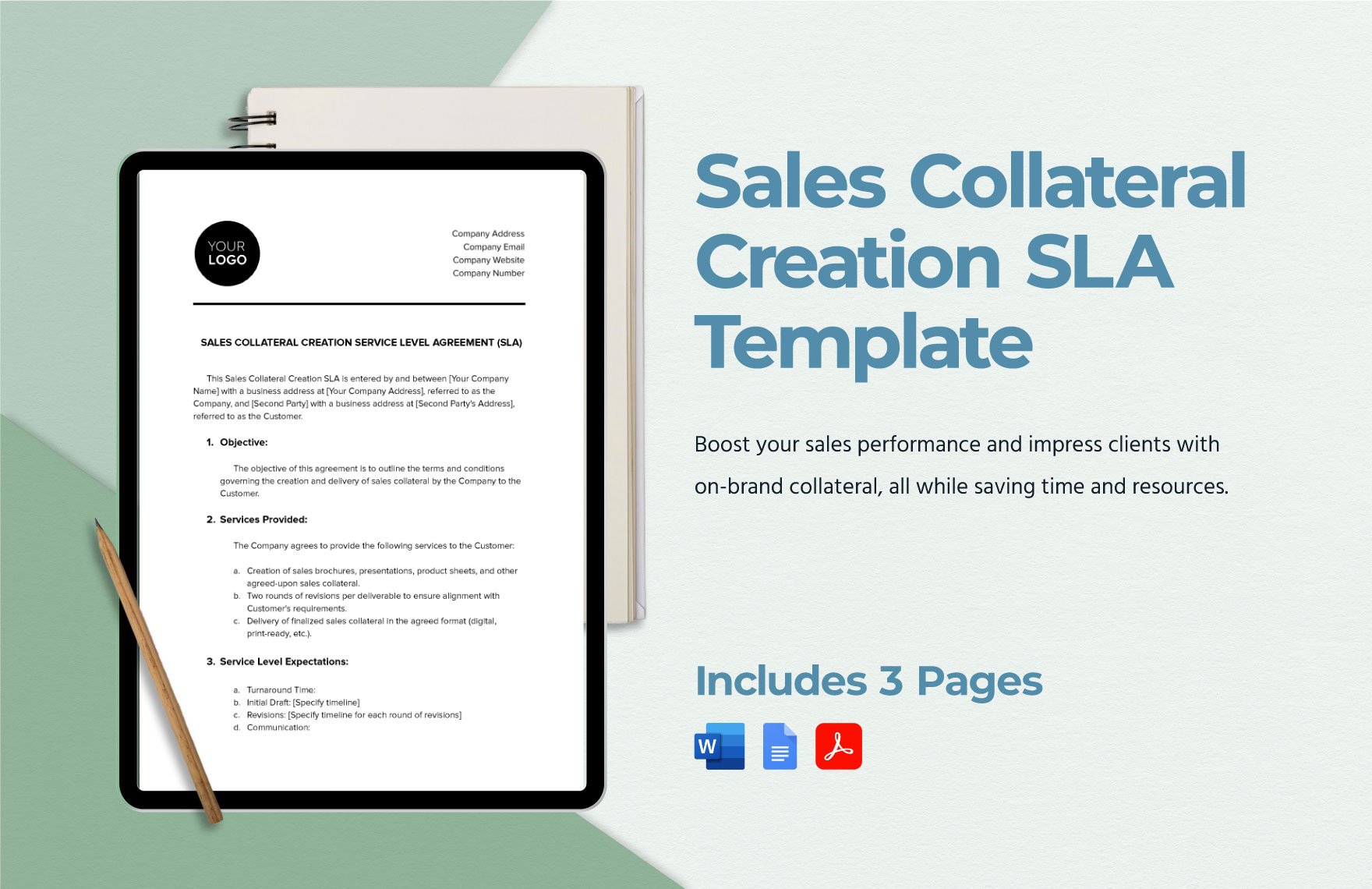 Sales Collateral Creation SLA Template in Word, Google Docs, PDF