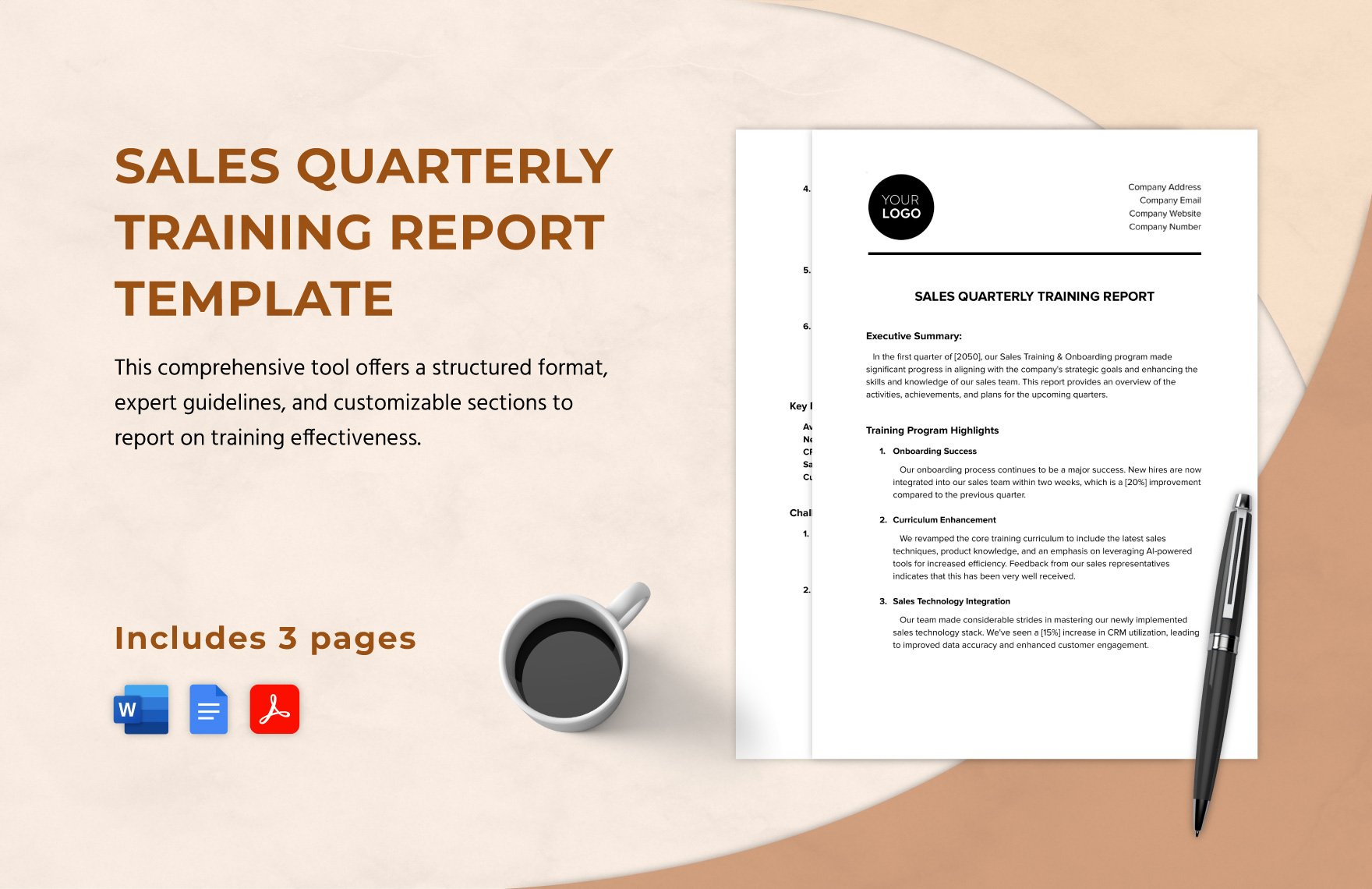 Sales Quarterly Training Report Template in Word, Google Docs, PDF