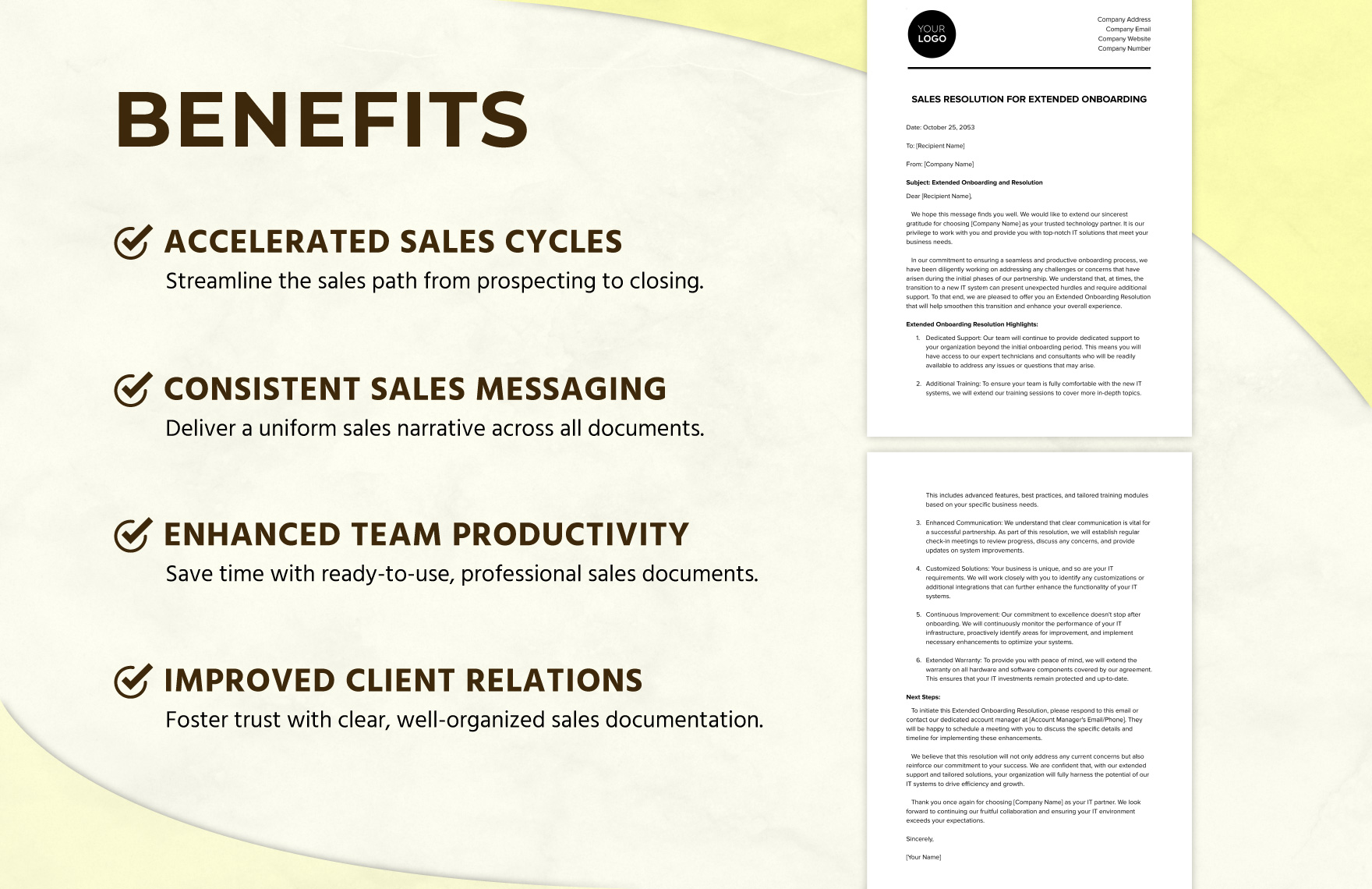 Sales Resolution for Extended Onboarding Template