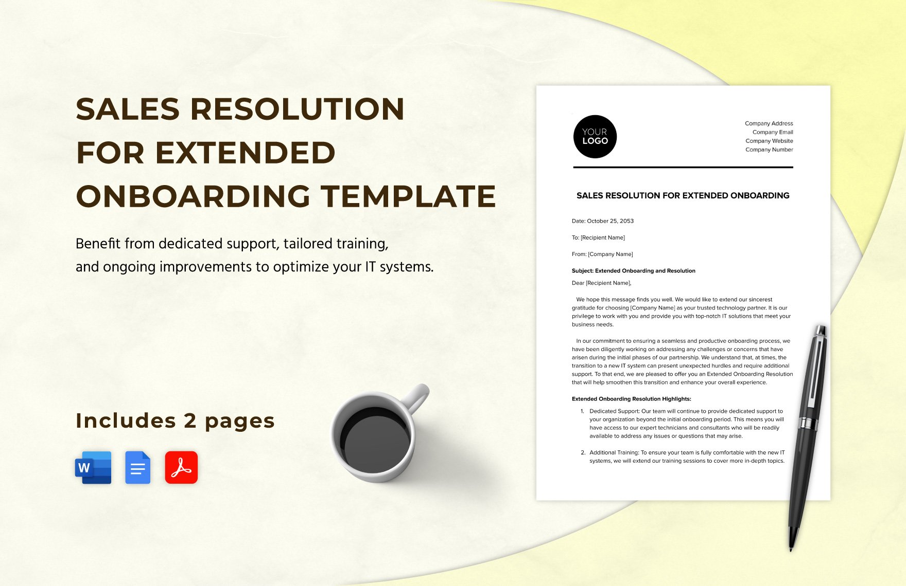Sales Resolution for Extended Onboarding Template in Word, Google Docs, PDF