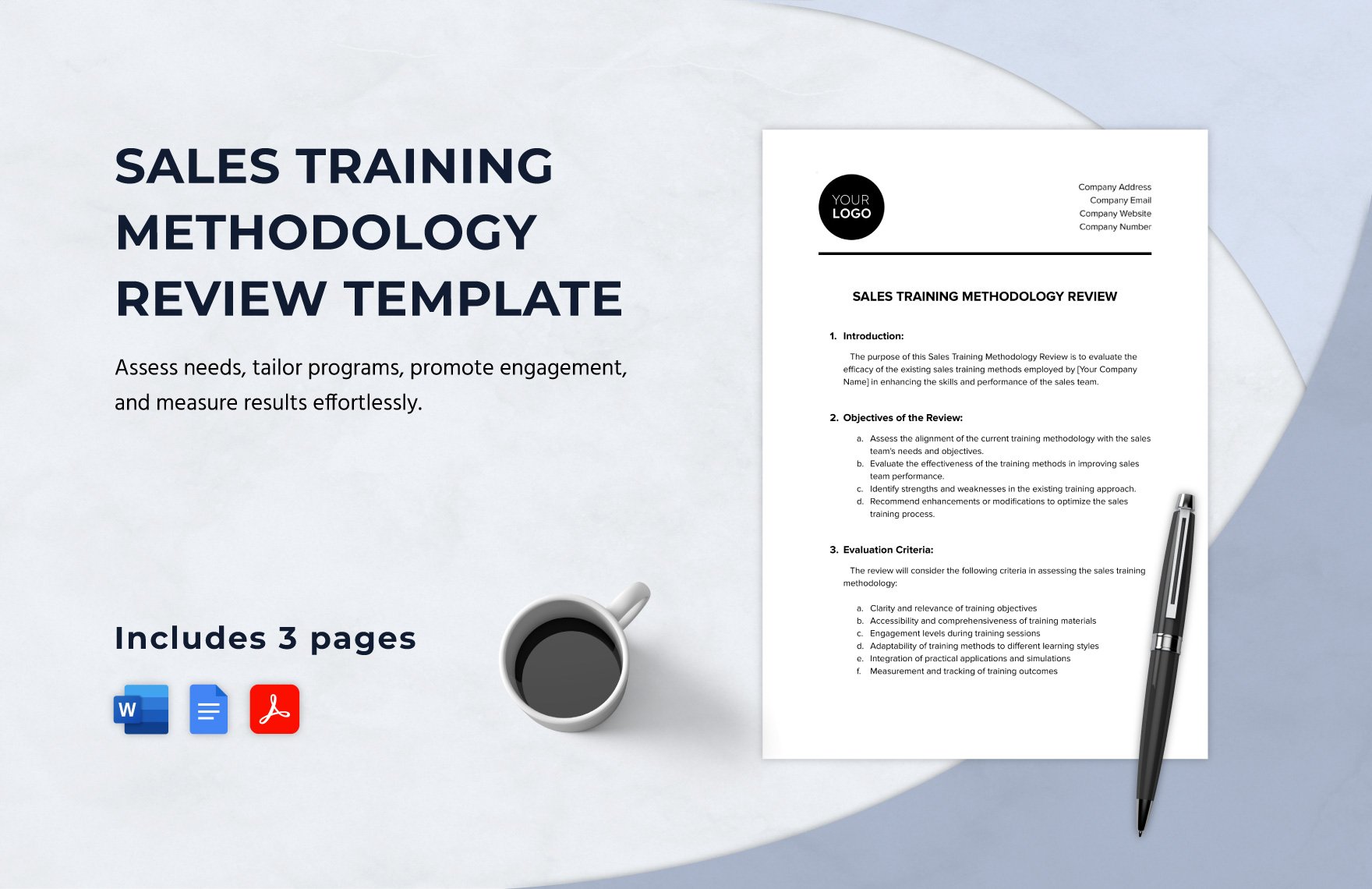 Sales Training Methodology Review Template in Word, Google Docs, PDF