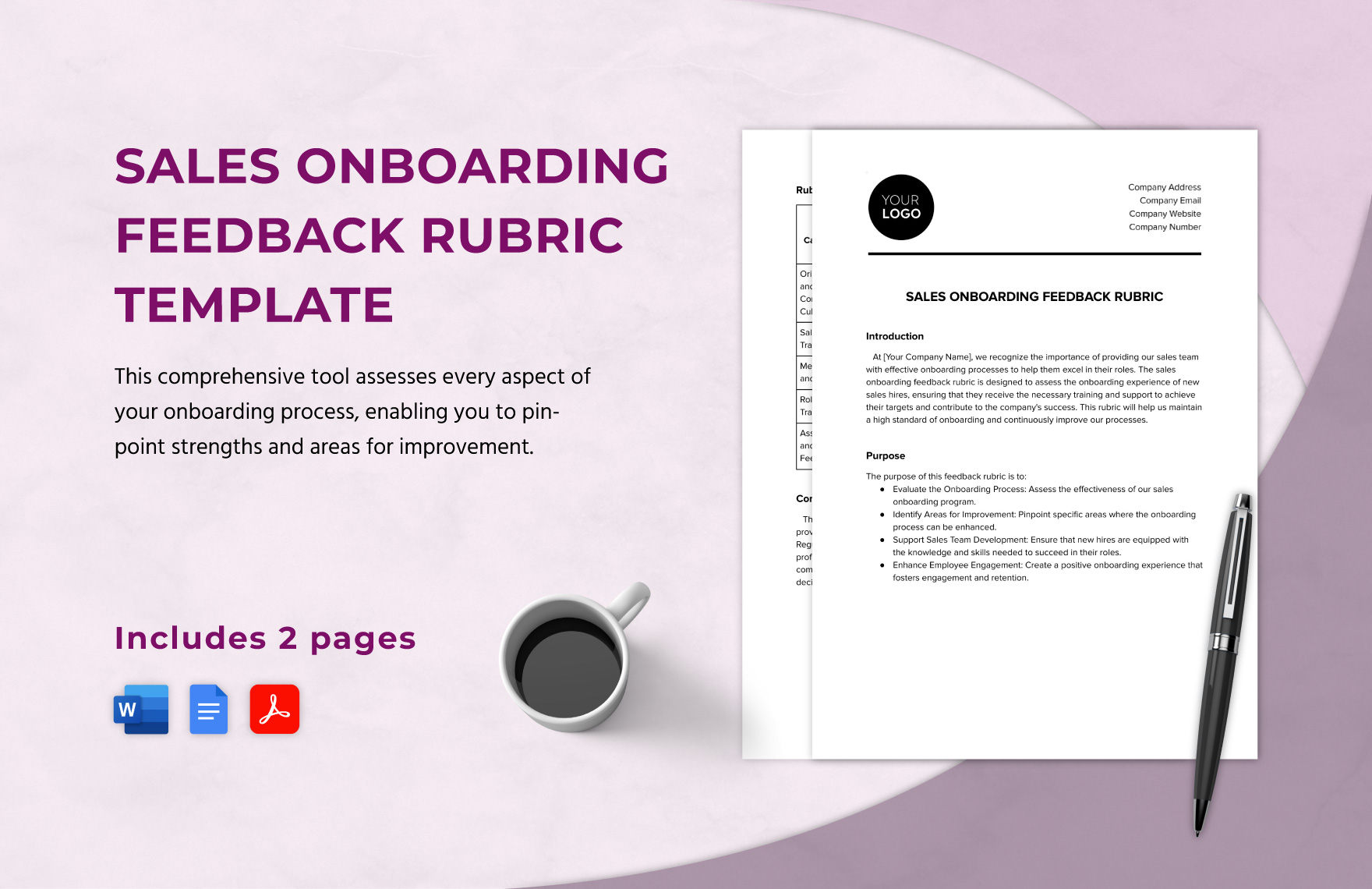 Sales Onboarding Feedback Rubric Template in Word, Google Docs, PDF