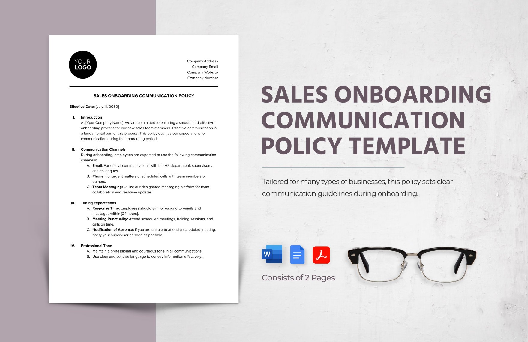 Sales Onboarding Communication Policy Template in Word, Google Docs, PDF