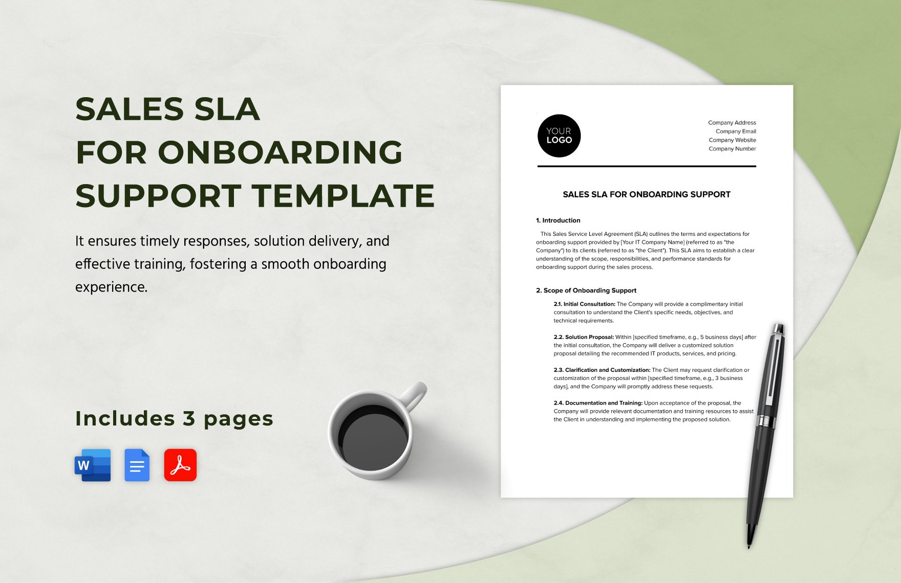 Sales SLA for Onboarding Support Template in Word, Google Docs, PDF