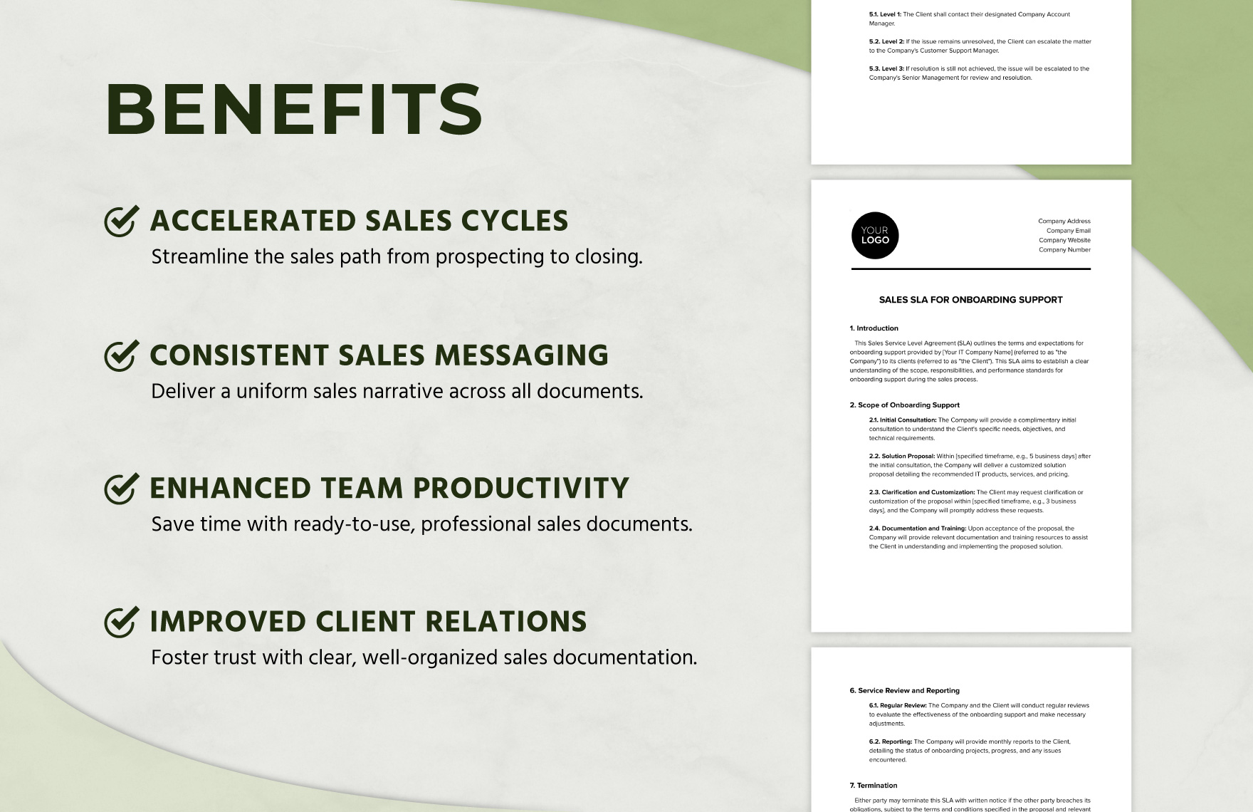 Sales SLA for Onboarding Support Template