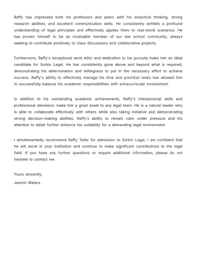 Free University Recommendation Letter   Template to Edit Online
