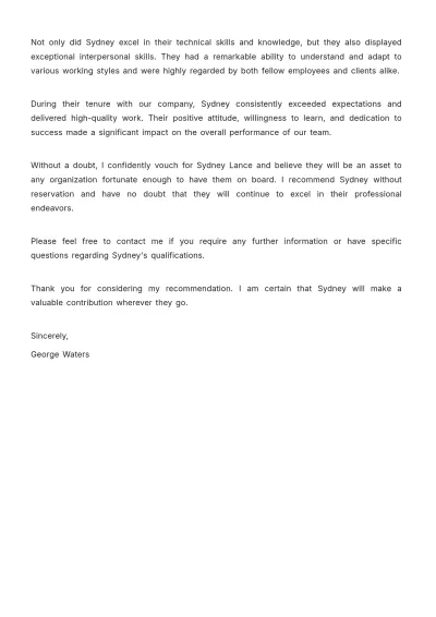 Free Manager Recommendation Letter   Template to Edit Online