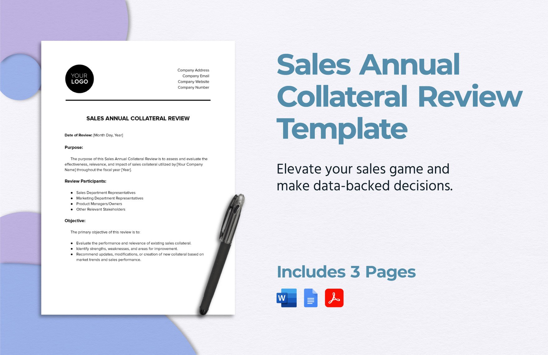 Sales Annual Collateral Review Template in Word, Google Docs, PDF